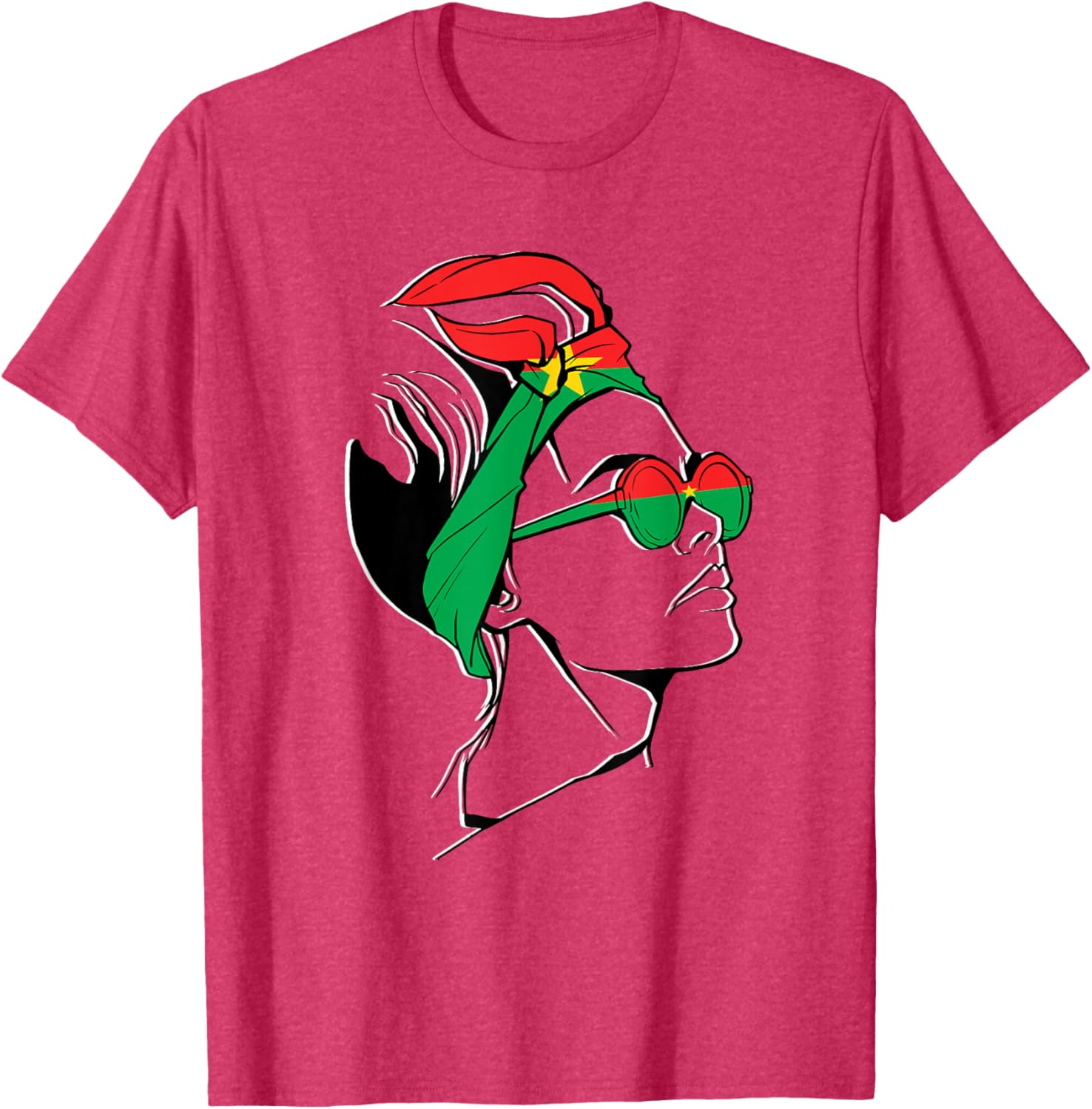 Burkina Faso Pride T-Shirt with Headscarf Design for Women - 18