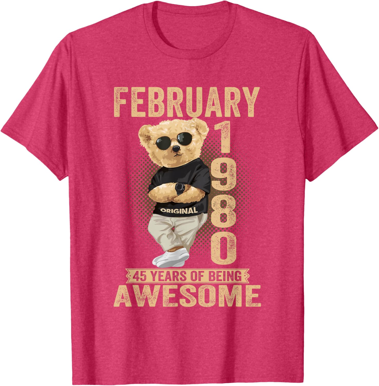 Awesome 1980 Teddy Bear T-Shirt for February 45th Birthday Celebration - 2