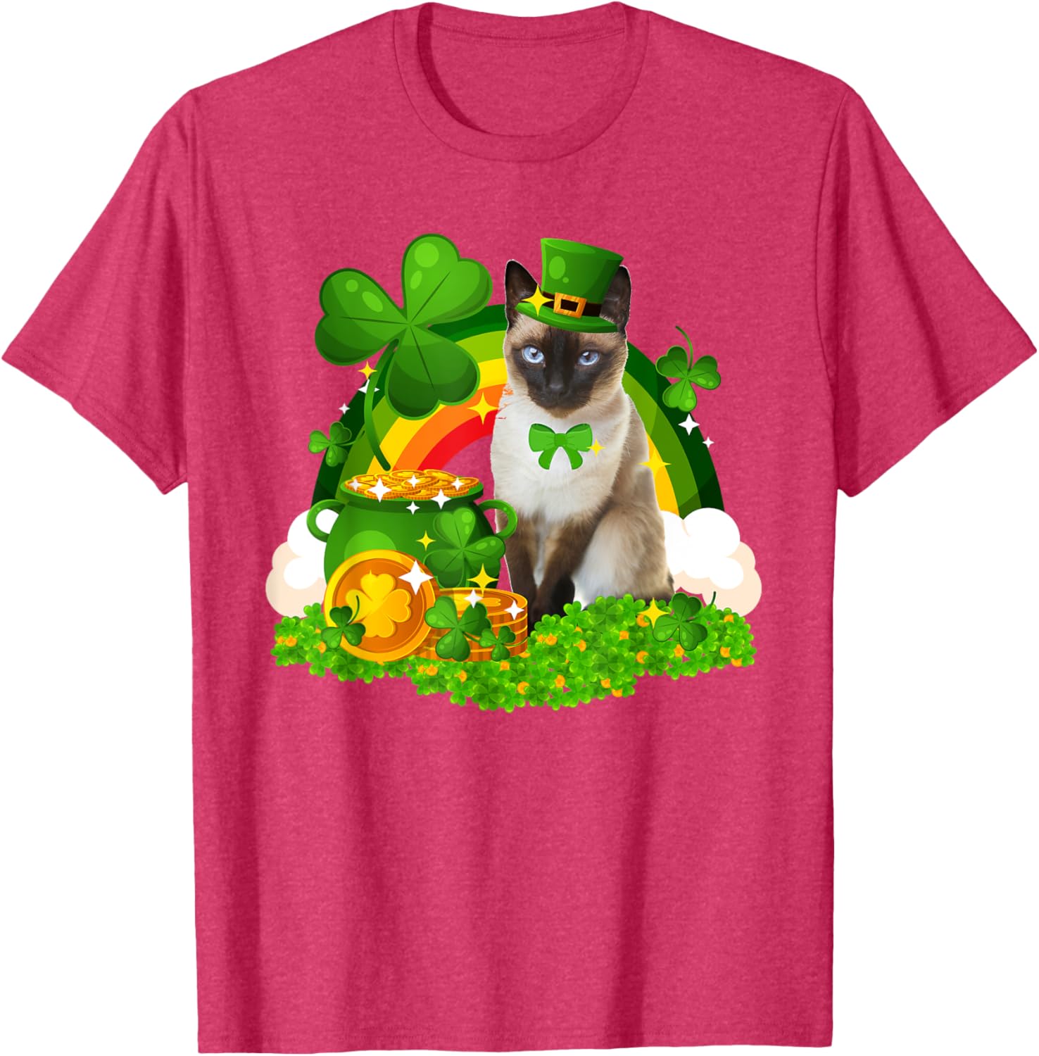 Adorable Leprechaun Siamese Cat St Patrick's Day T-Shirt for Cat Lovers - 16
