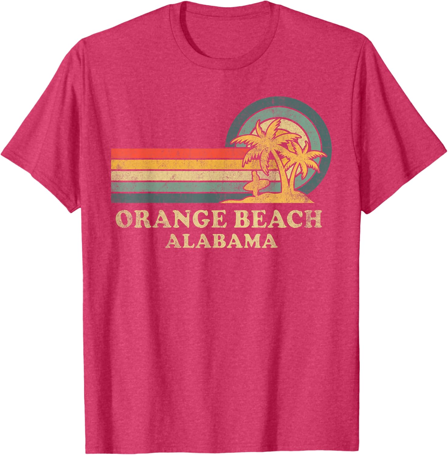 Vintage Palm Tree T-Shirt for Family Vacations in Orange Beach Alabama - 17