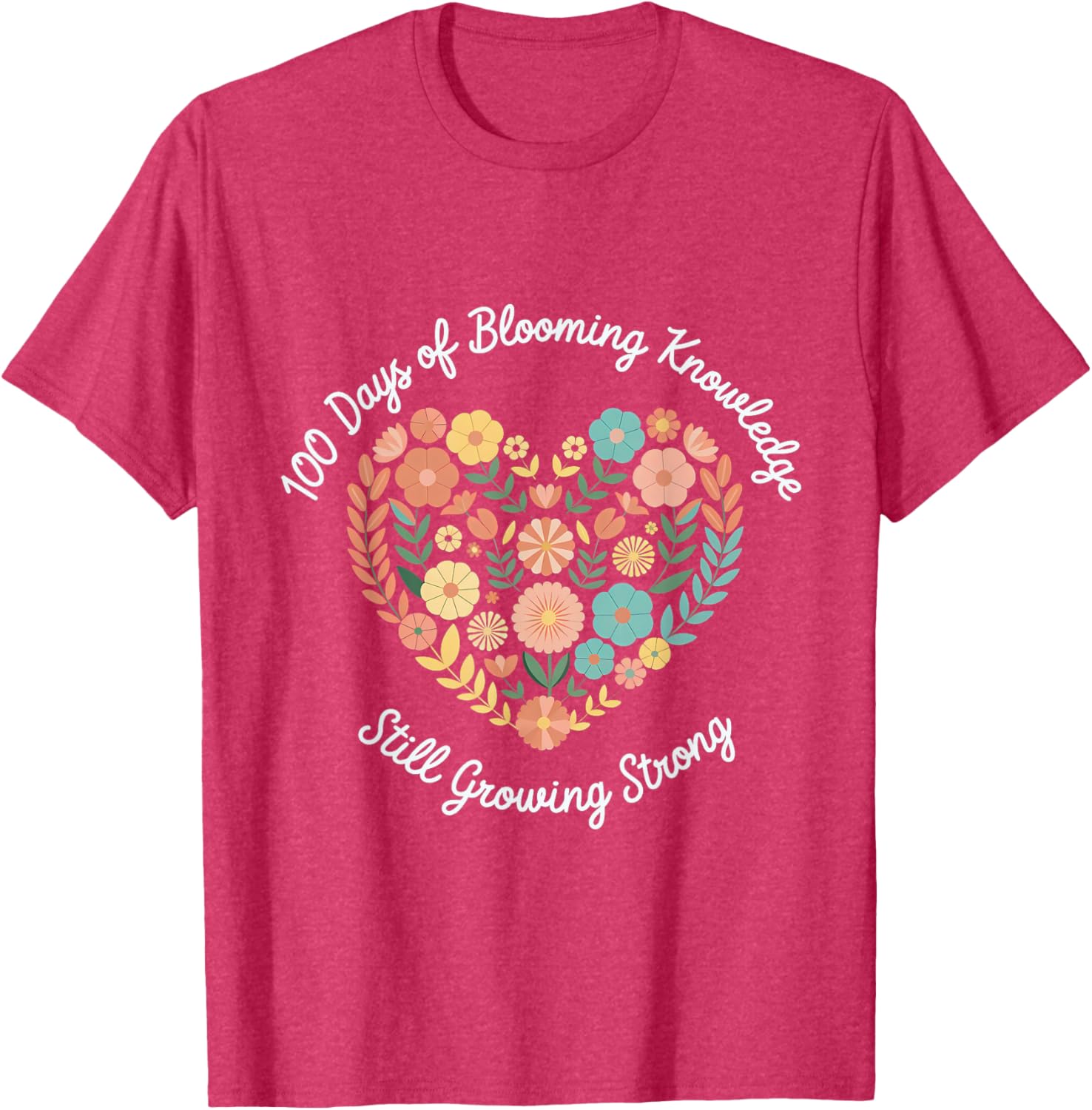 Boho Flowers 100th Day of School Teacher T-Shirt for Classroom Fun - 5