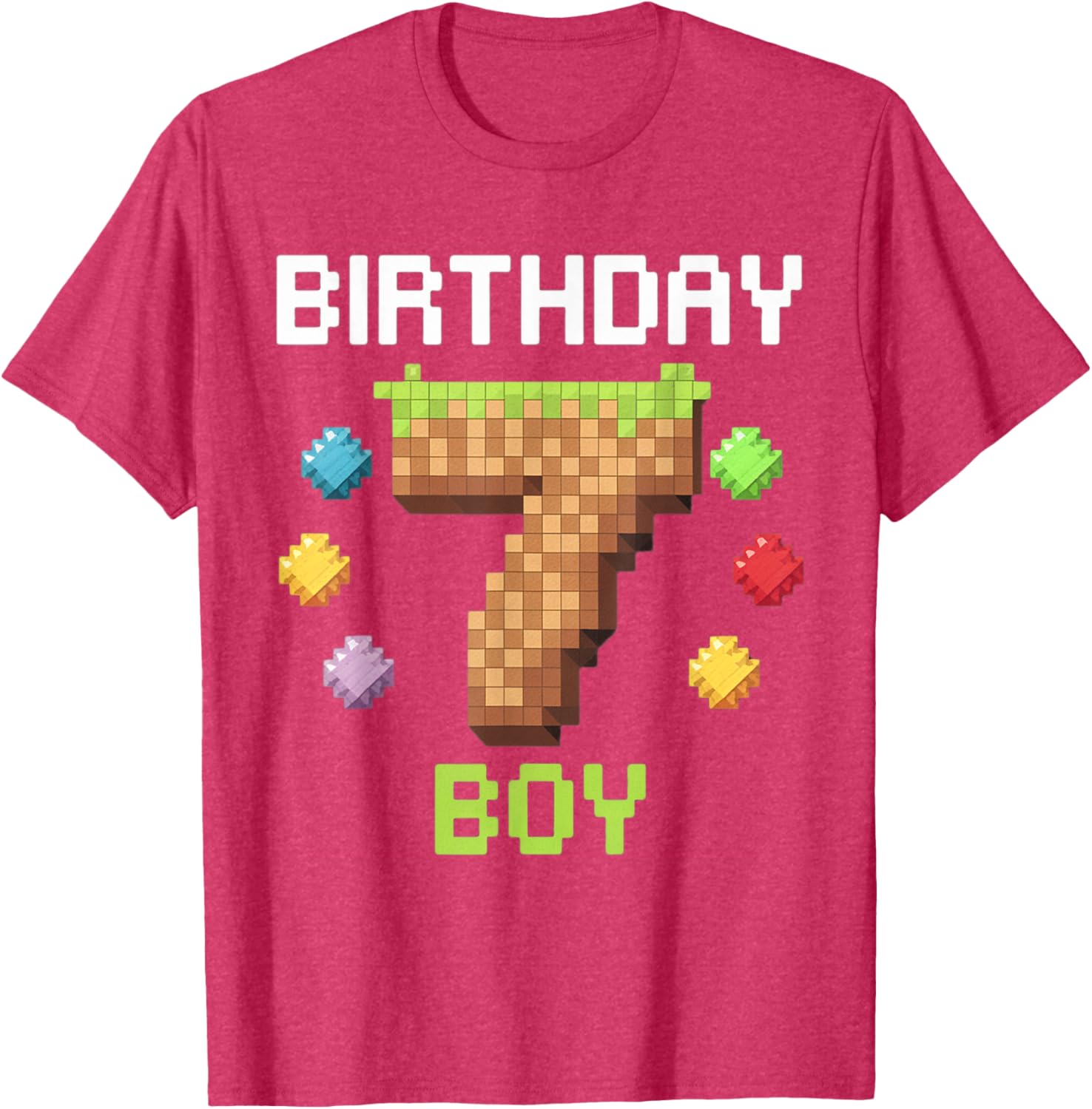 Birthday Boy Gamer 7th Birthday Pixel Number T-Shirt for Kids - 4