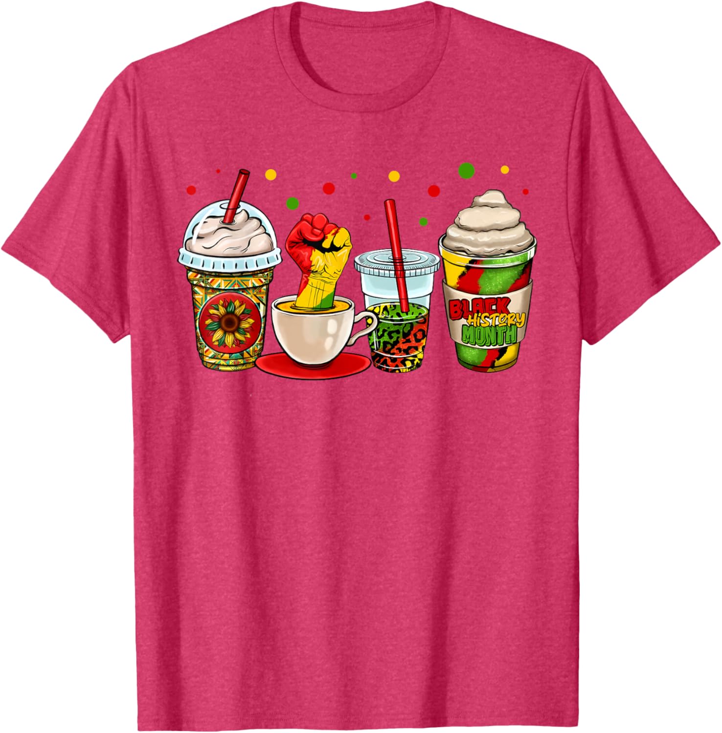 Celebrate Black History Month with Kente Dashiki Coffee Cup T-Shirt - 29