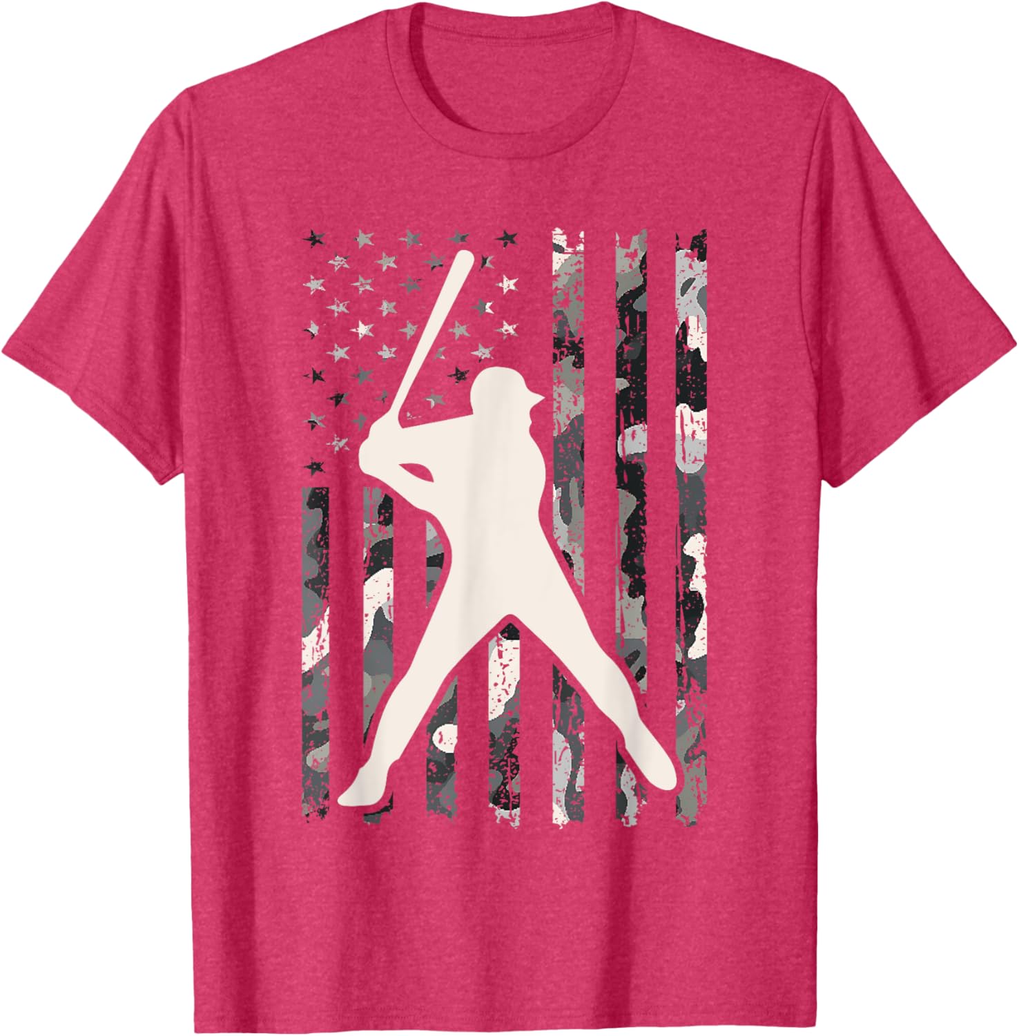 Vintage Baseball USA Flag Camo T-Shirt for Men and Women - 5