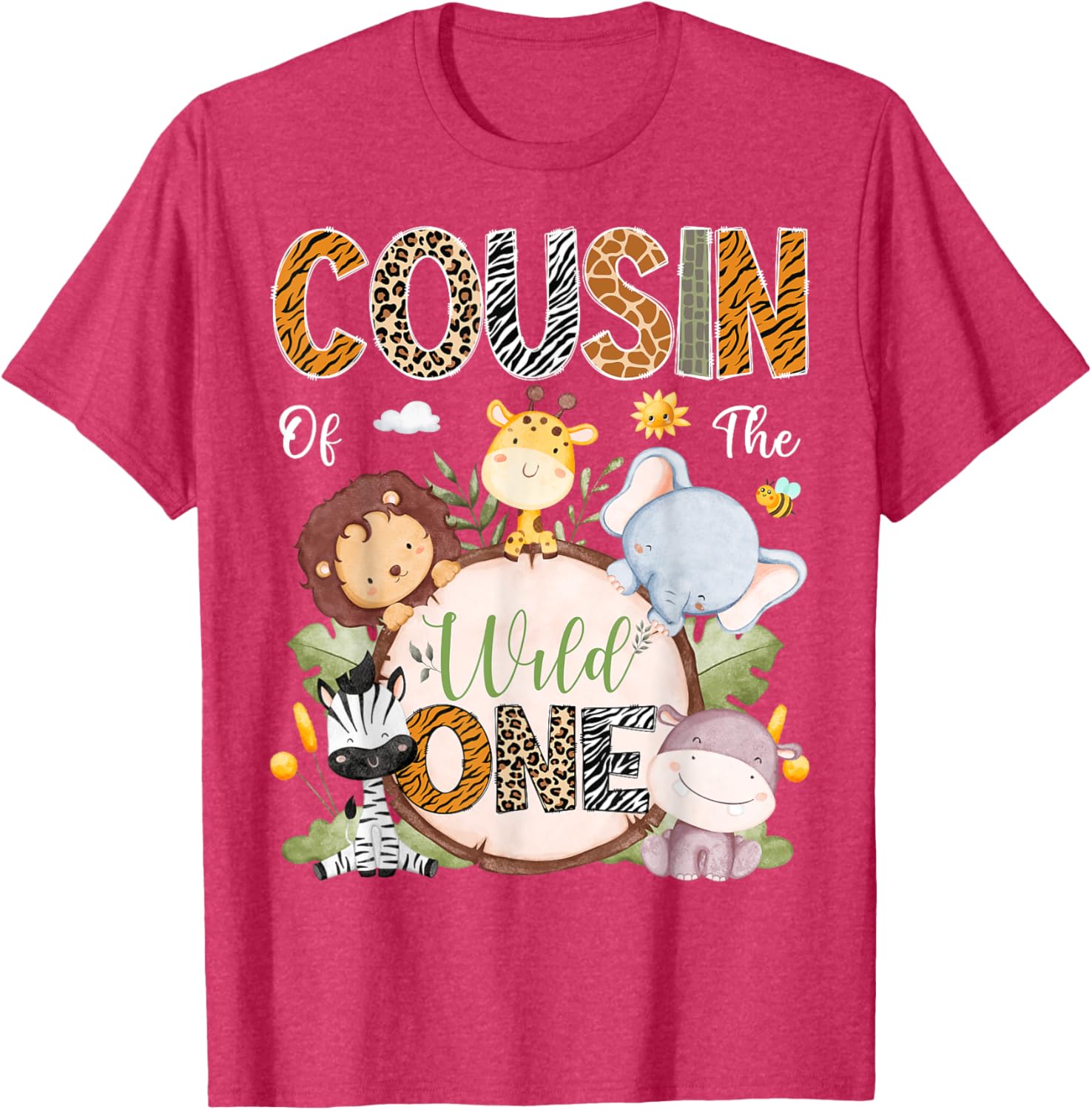 Cousin of the Wild One First Birthday Safari Animals T-Shirt for Kids - 13