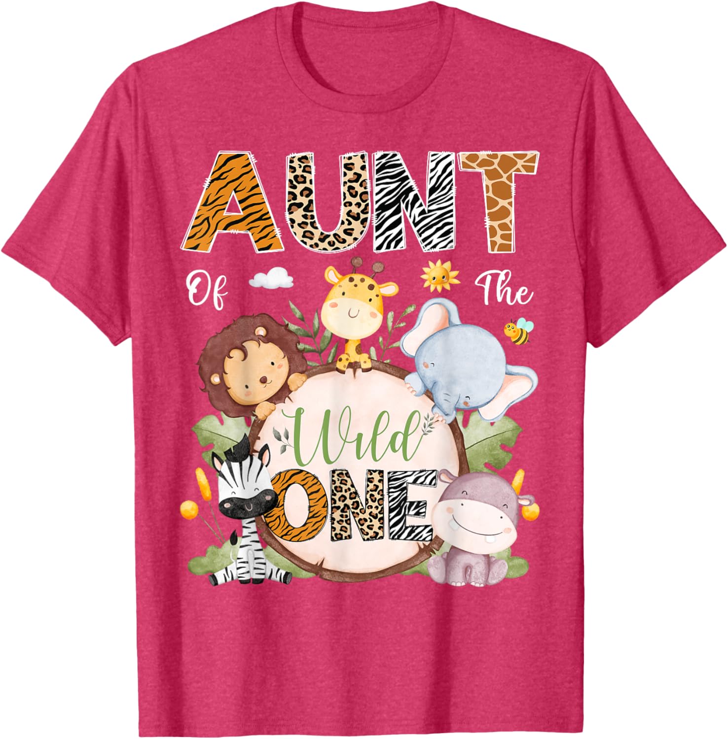 Aunt of the Wild One First Birthday Safari Animals T-Shirt for Kids - 15