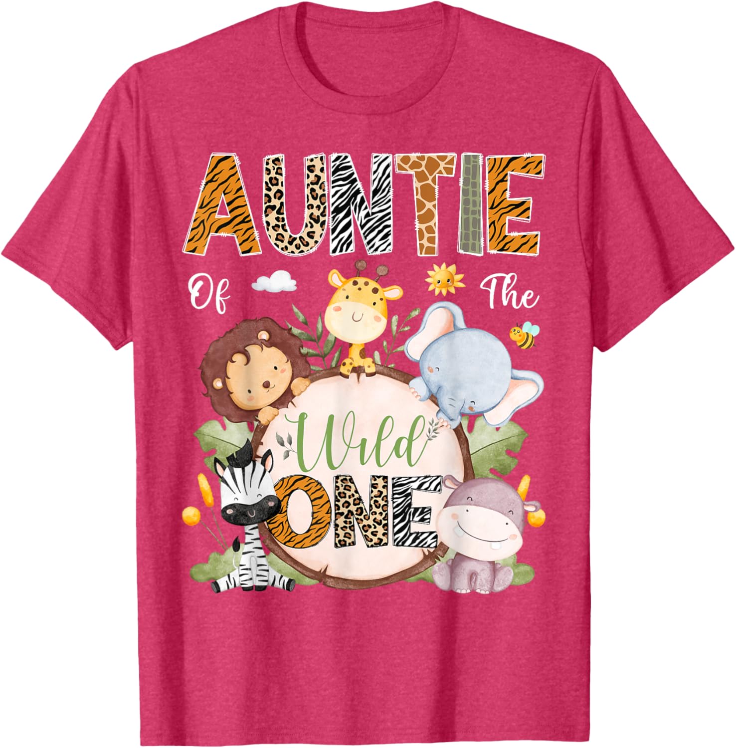 Auntie Of The Wild One 1st Birthday Safari Jungle Animals T-Shirt - 10