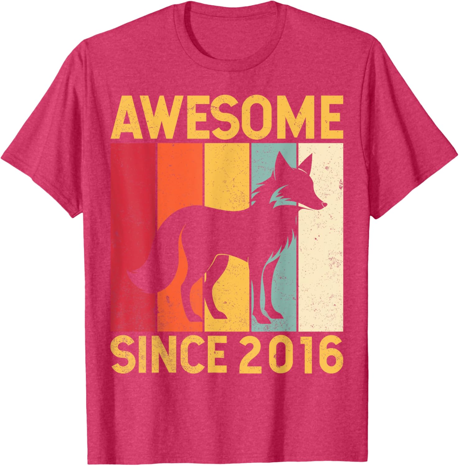 Awesome Fox Lover Retro 9th Birthday T-Shirt Since 2016 for Kids - 12