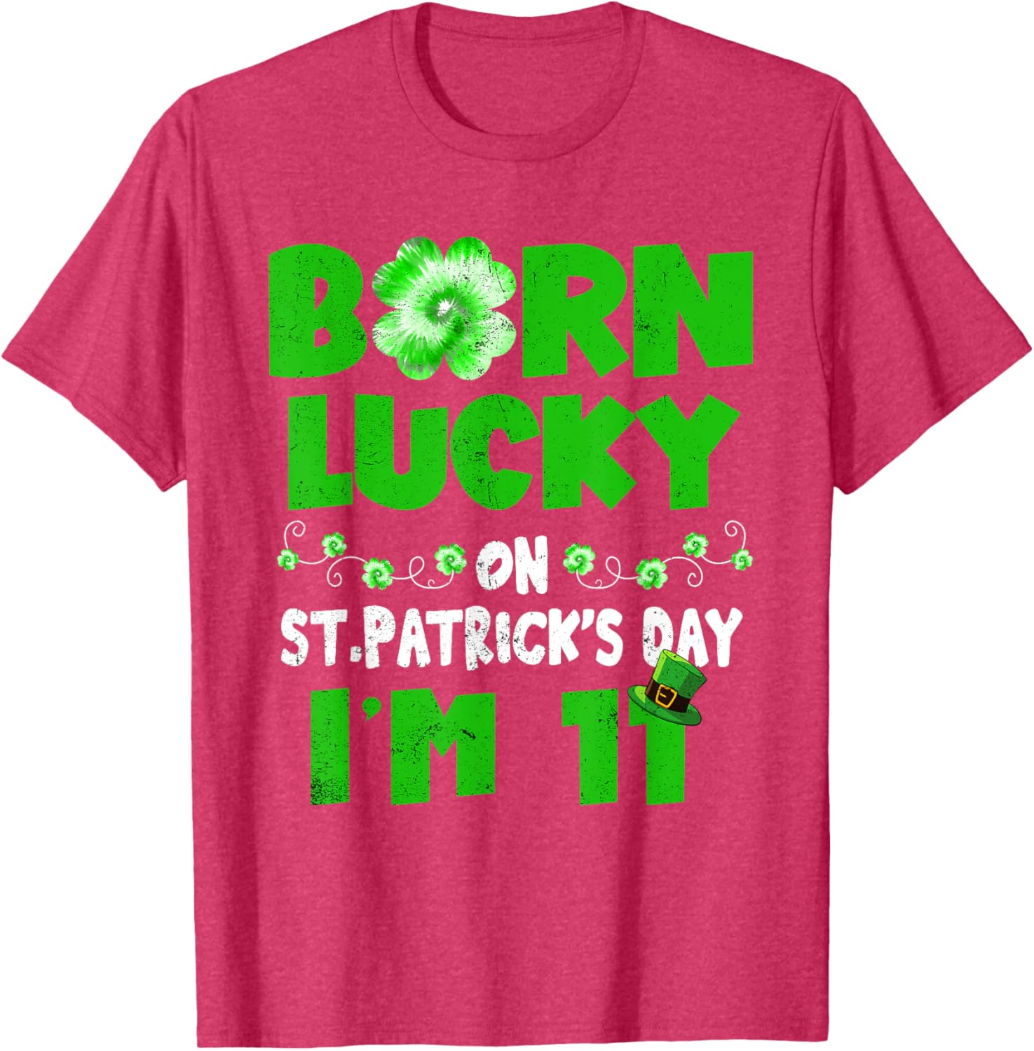Born Lucky St. Patrick's Day 11th Birthday T-Shirt for Kids - 13