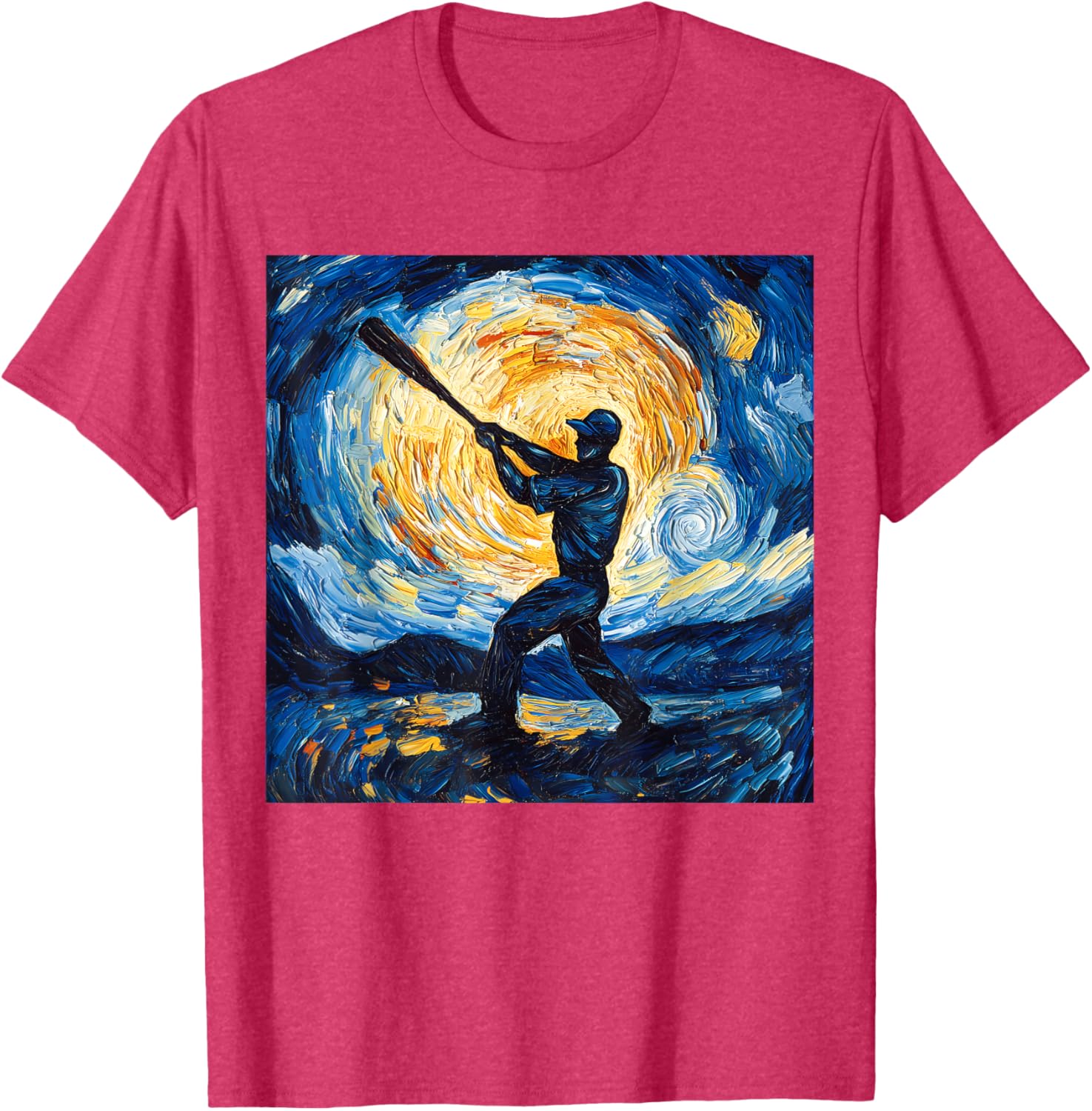 Van Gogh Starry Night Baseball Player T-Shirt for Art and Sports Lovers - 16