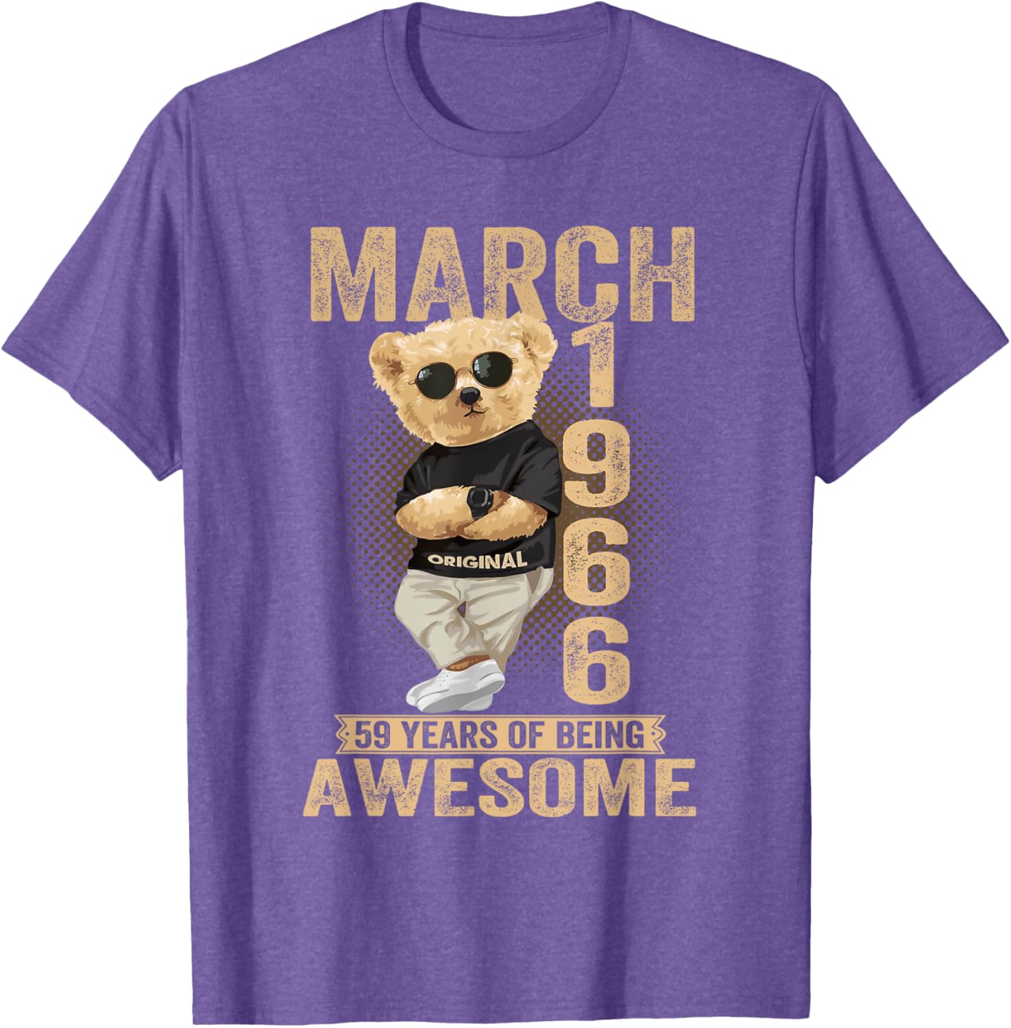 Awesome Teddy Bear T-Shirt for March 59th Birthday 1966 Men Women - 3