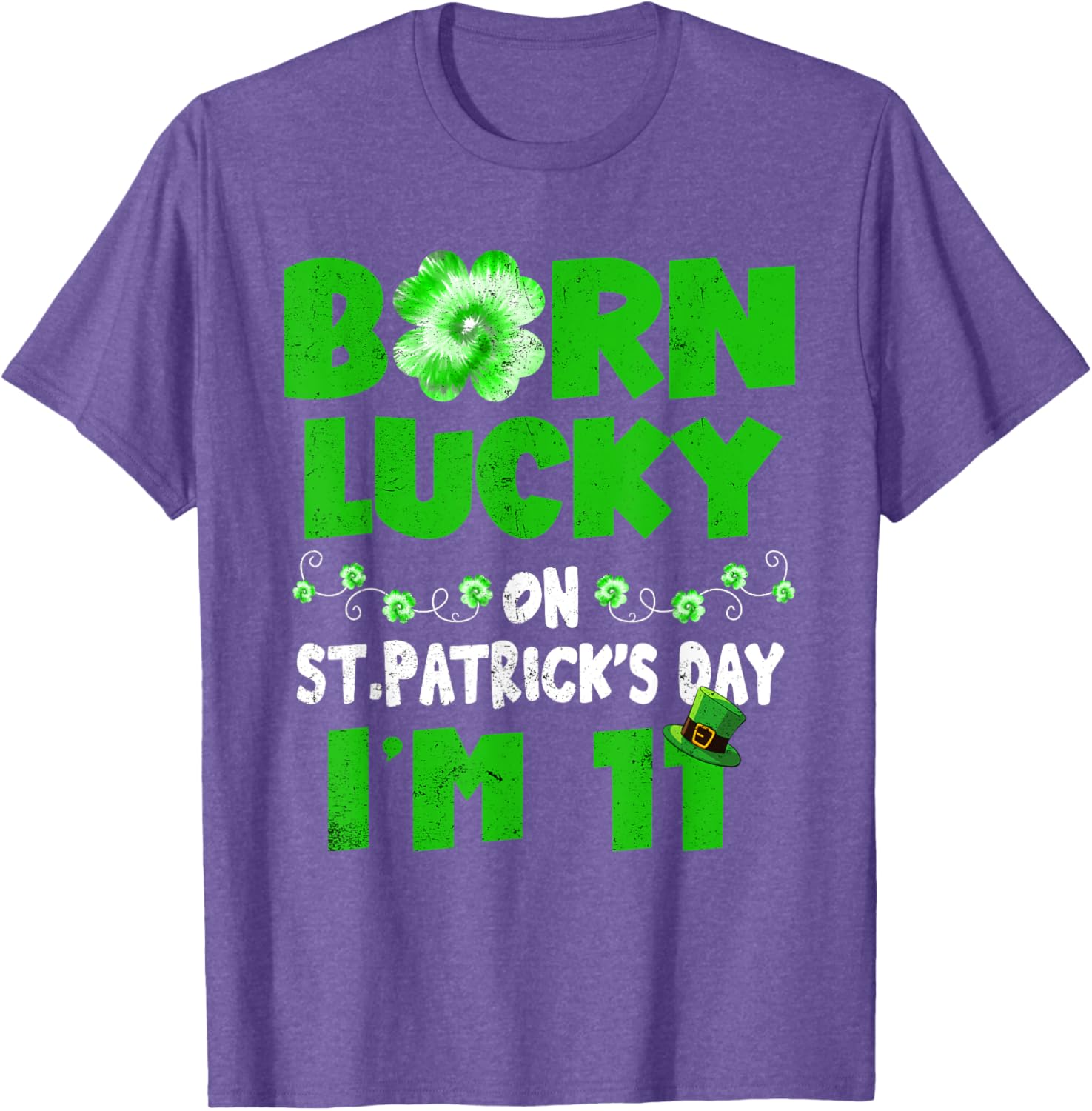 Born Lucky St. Patrick's Day 11th Birthday T-Shirt for Kids - 19