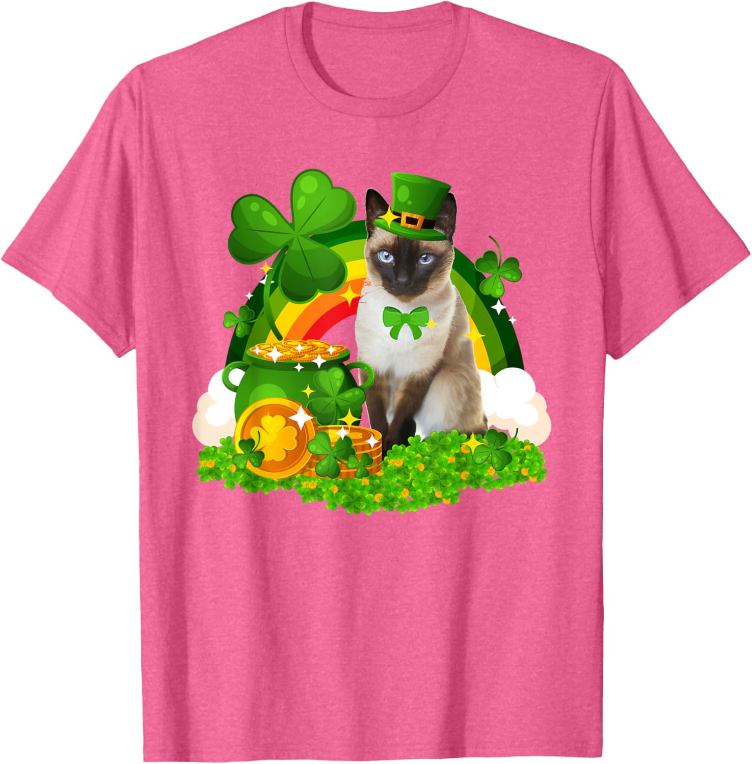 Adorable Leprechaun Siamese Cat St Patrick's Day T-Shirt for Cat Lovers - 14