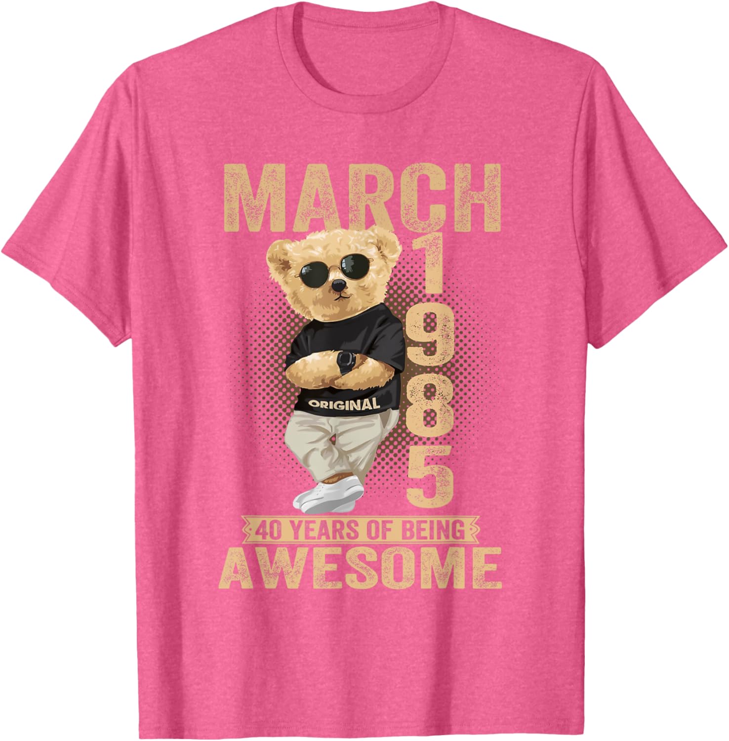 Awesome Teddy Bear T-Shirt for 40th Birthday Celebrations 1985 Design - 15