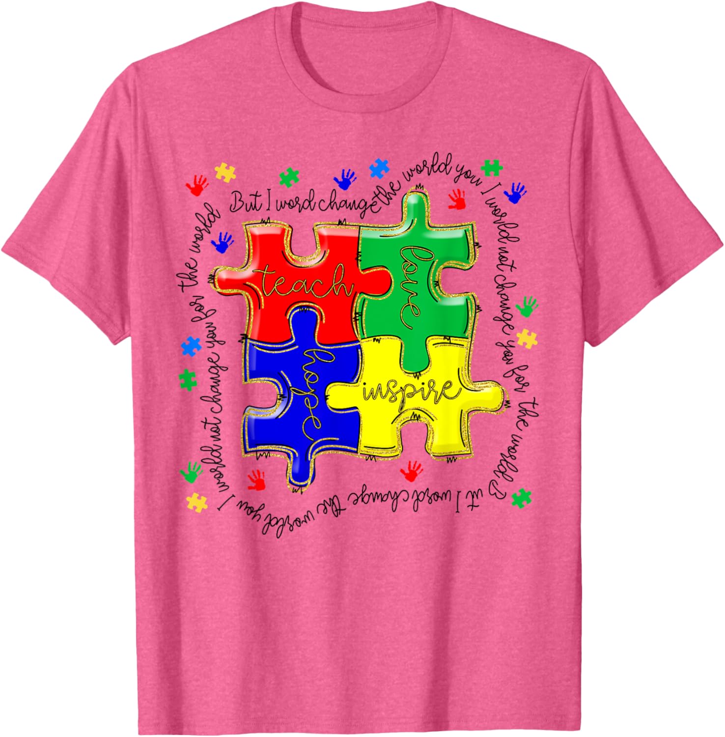 Autism Awareness Teacher Puzzle Shirt Teach Accept Understand Love - 14