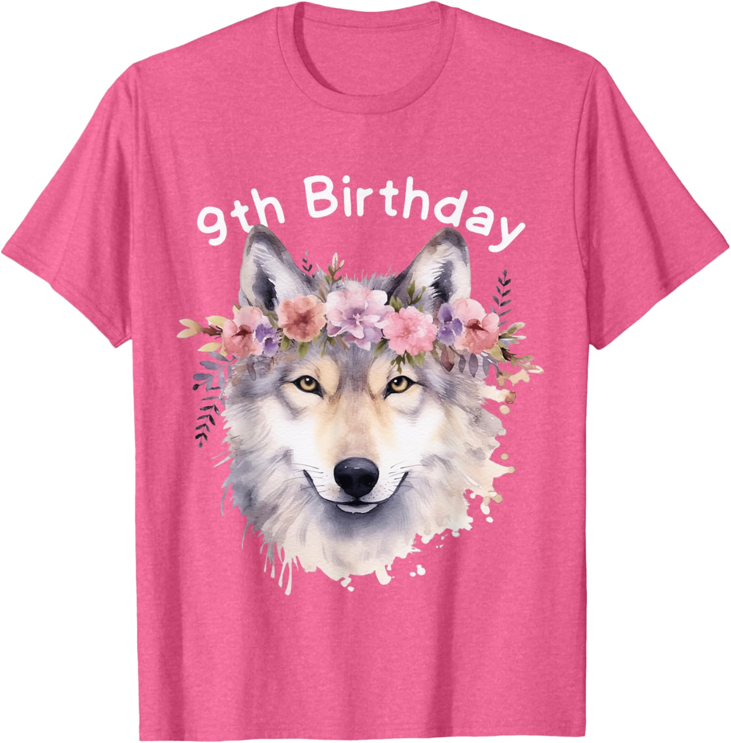 9th Birthday Wolf Pack T-Shirt for Girls - Cute Wolves Party Tee - 5