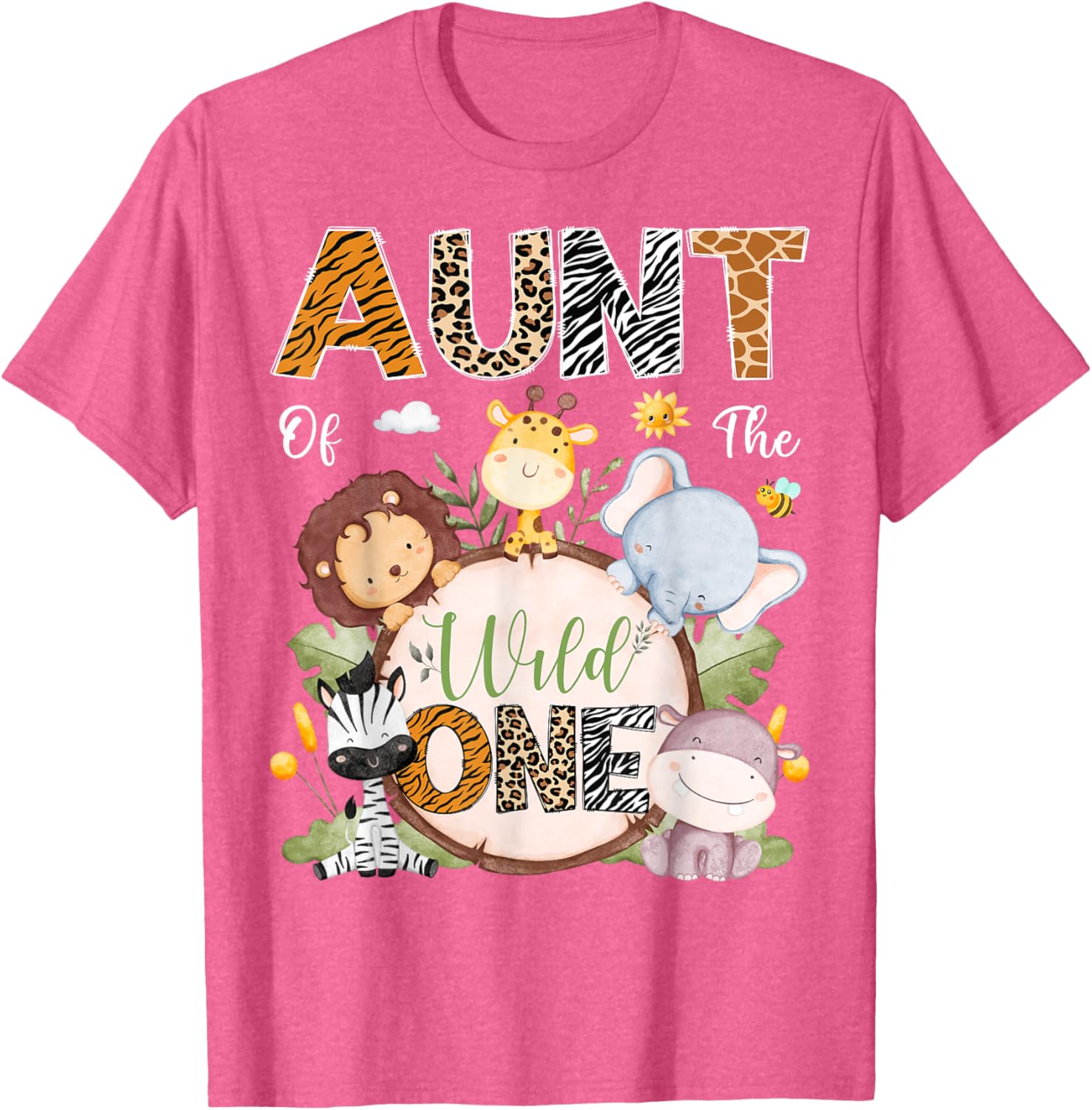 Aunt of the Wild One First Birthday Safari Animals T-Shirt for Kids - 9