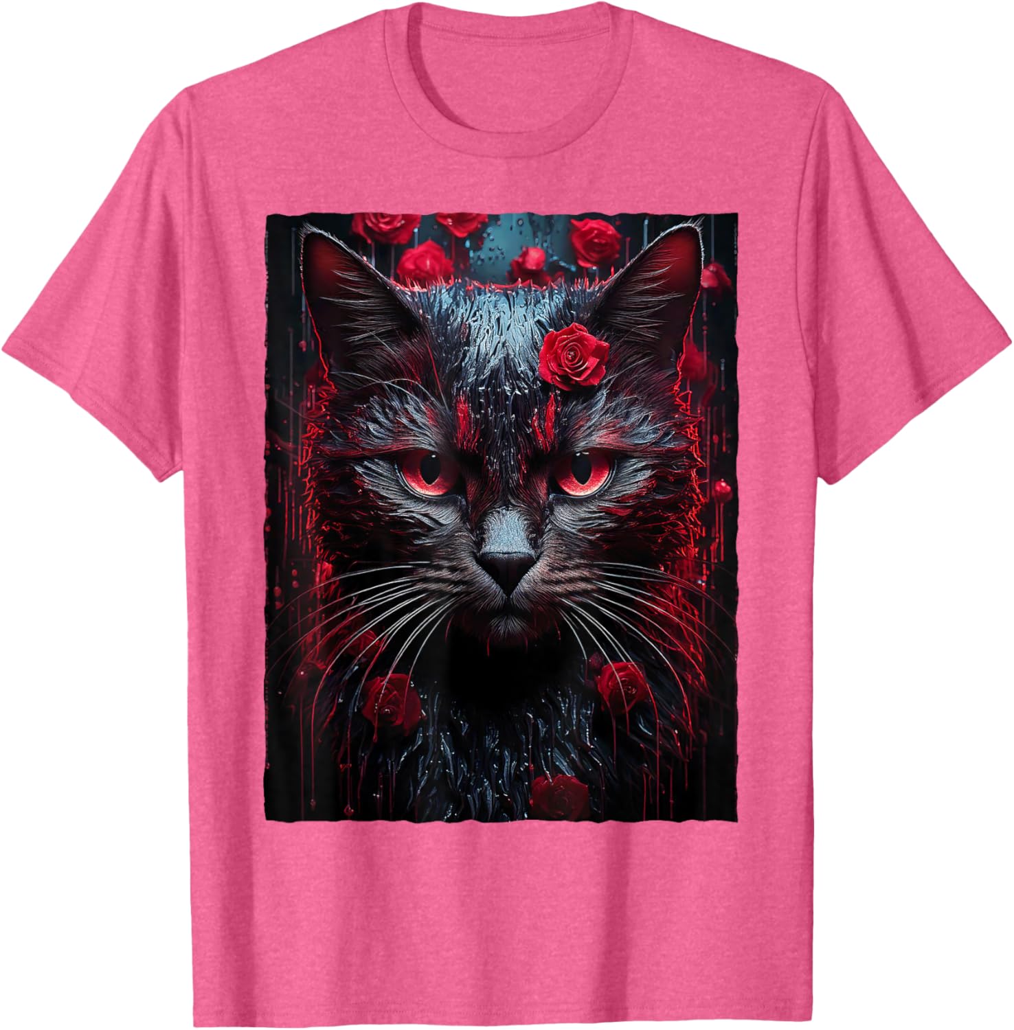 Black Cat with Red Roses T-Shirt for Men, Women, Girls, and Kids - 18