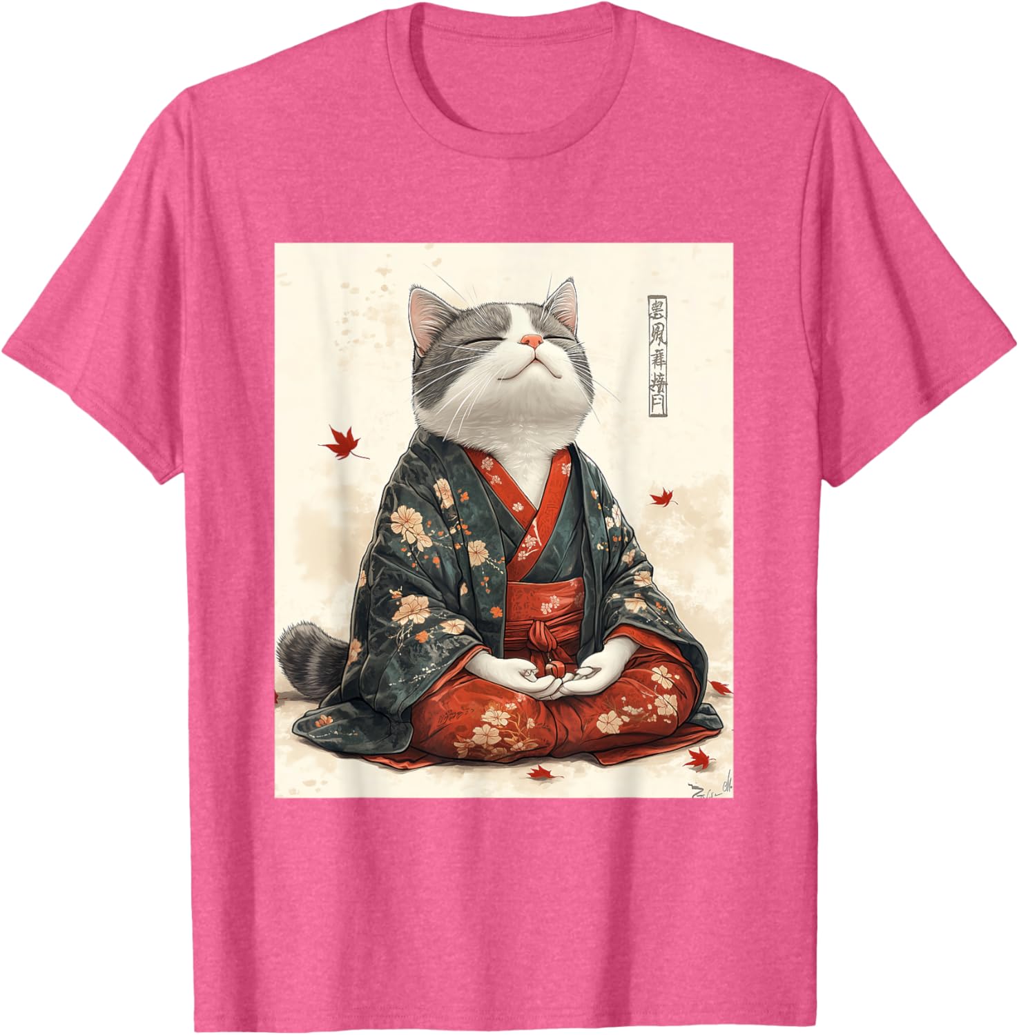 Zen Cat Graphic Tee for All - Meditating Japanese Art Style T-Shirt - 10