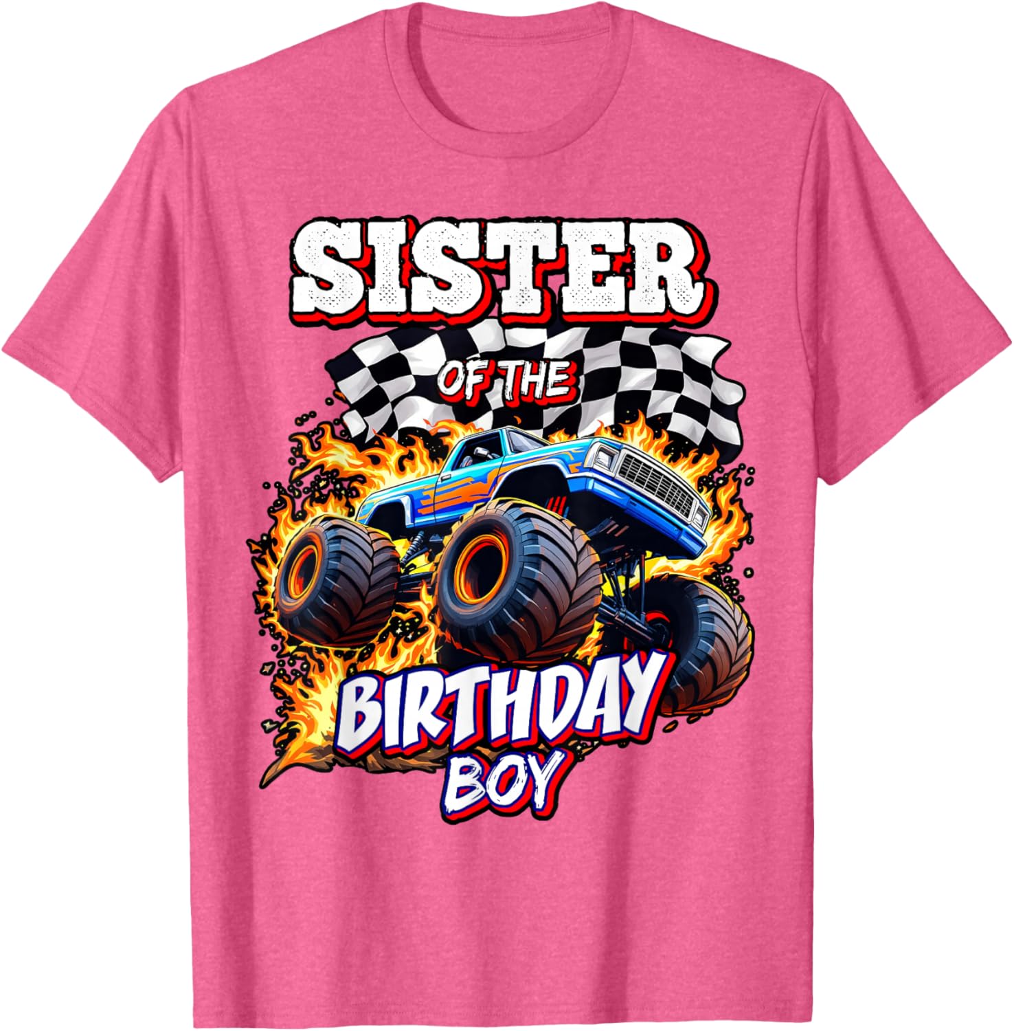 Sister of the Birthday Boy Monster Truck T-Shirt for Fun Celebrations - 12