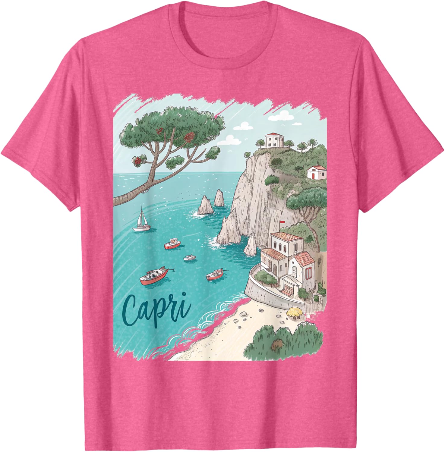 Capri Italy Scenic Coastal View T-Shirt - Perfect Souvenir Gift Idea - 3