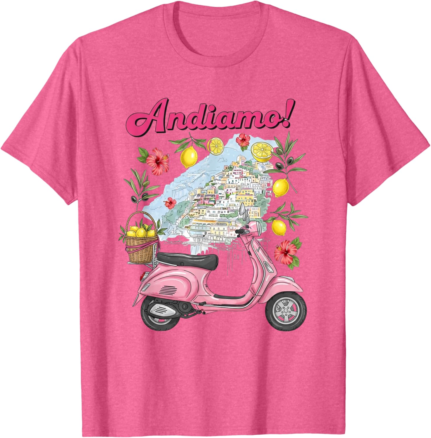Andiamo Positano Lemon Scooter Travel T-Shirt for Italian Adventure Lovers - 7