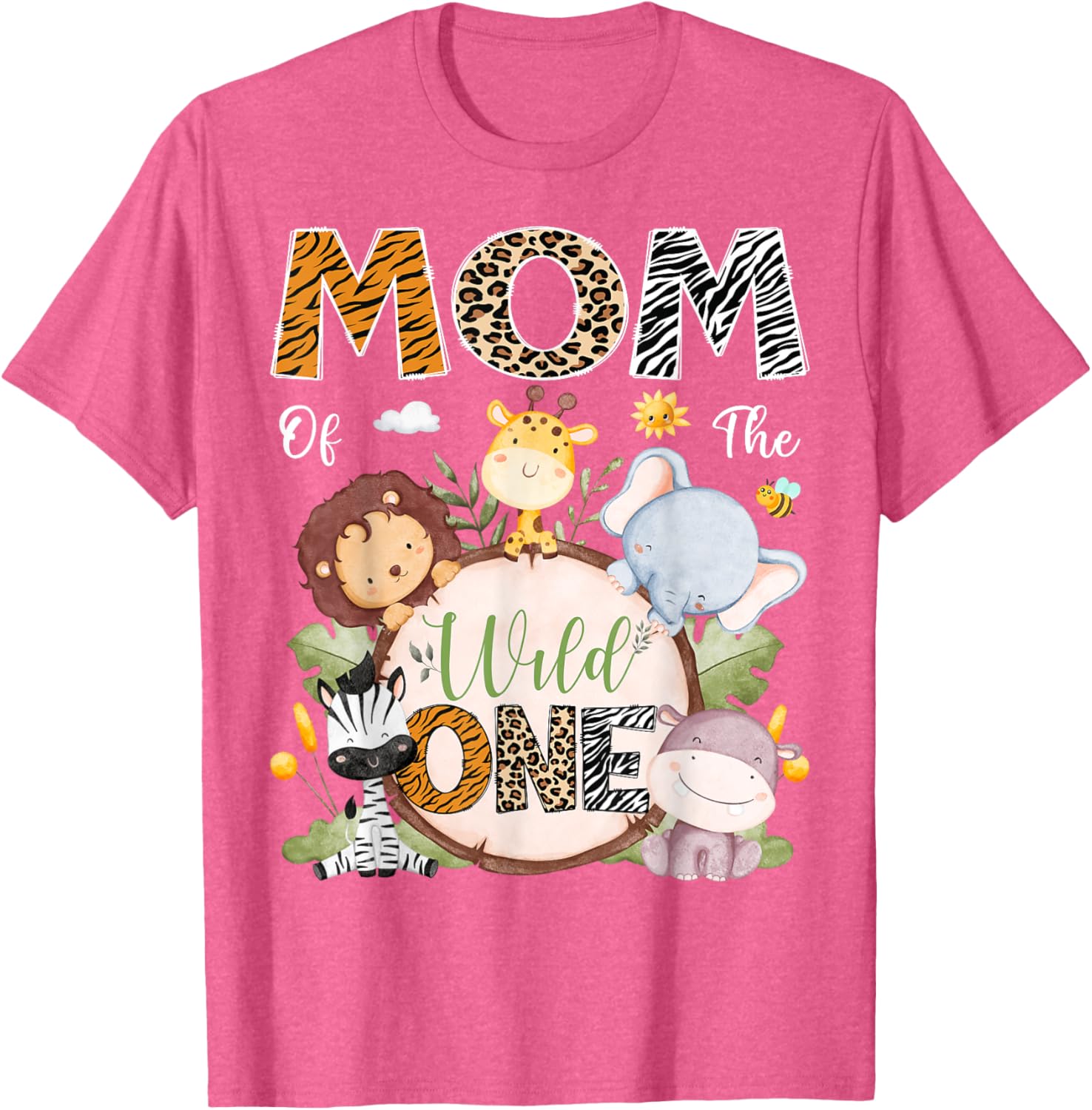 Mom Of The Wild One 1st Birthday Safari Jungle Animals T-Shirt - 15