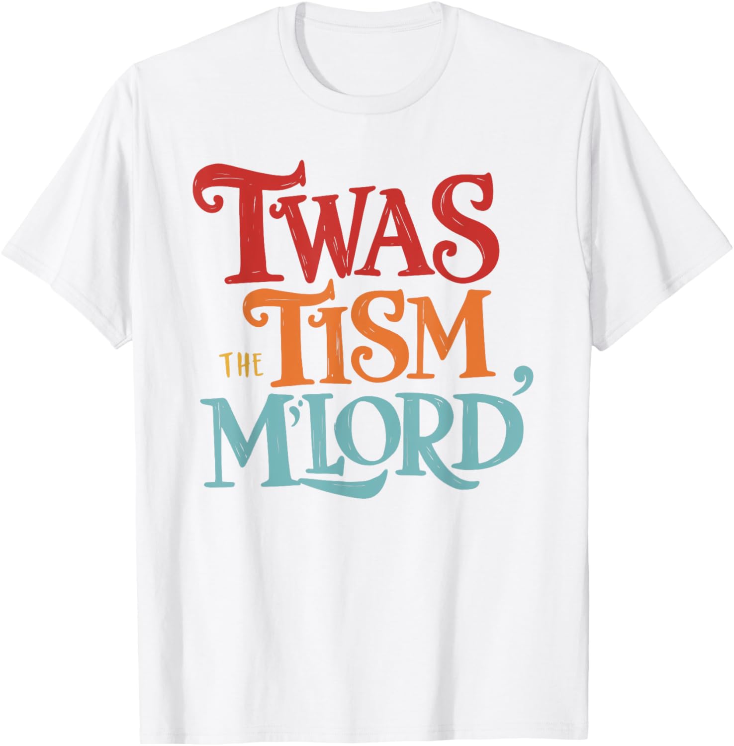 Vintage Style Twas the Tism M'Lord Black T-Shirt for Unisex Adults - 6