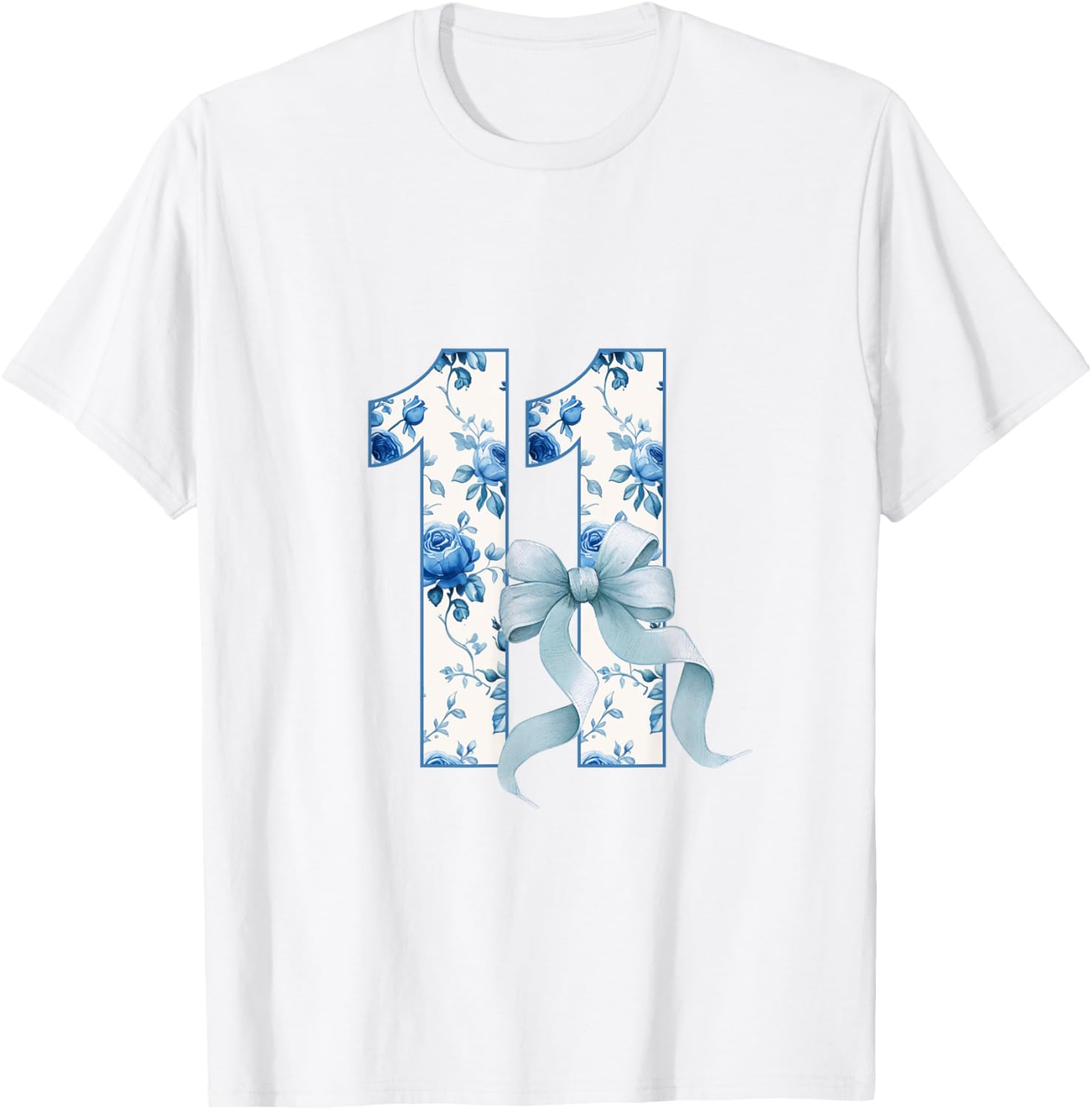 Adorable Birthday Girl Coquette Blue Bow T-Shirt for 11th Birthday Celebrations - 12