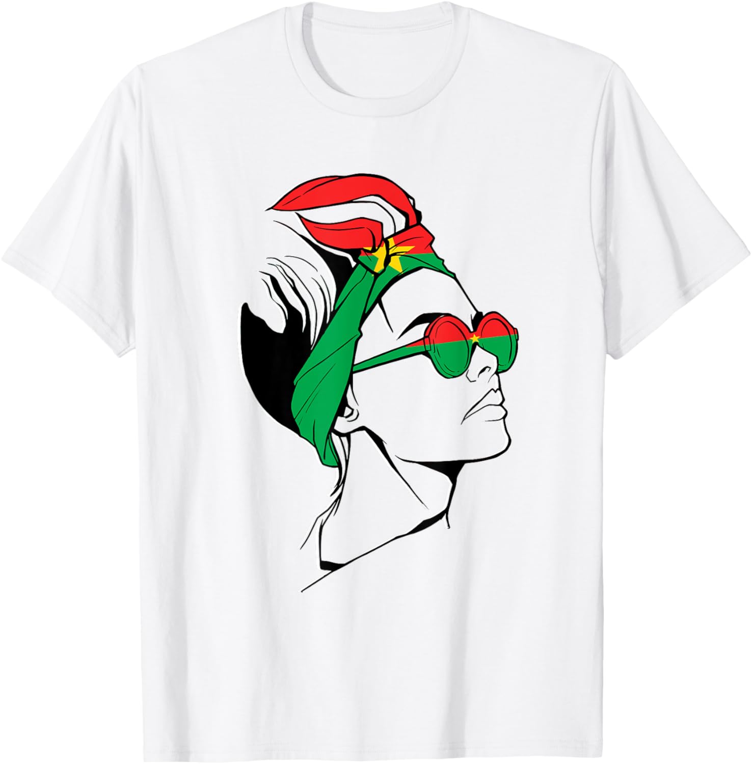 Burkina Faso Pride T-Shirt with Headscarf Design for Women - 20