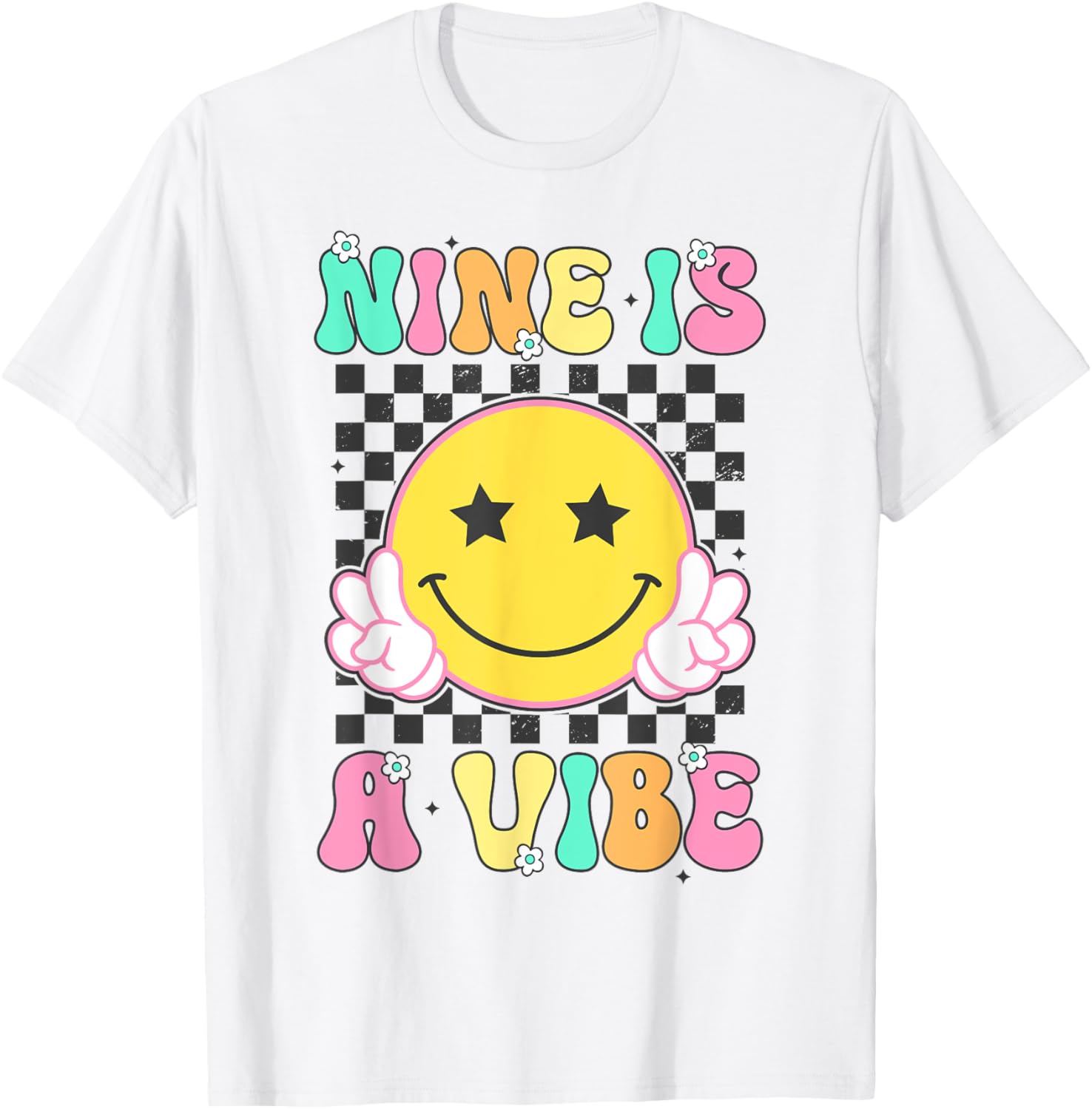 Groovy 9th Birthday T-Shirt for Girls - Nine is a Vibe Celebration Tee - 4
