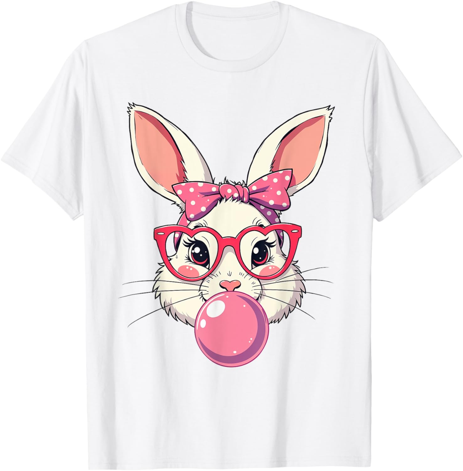 Cute Bunny Face Bow T-Shirt for Easter Fun - Kids and Adults Available - 28