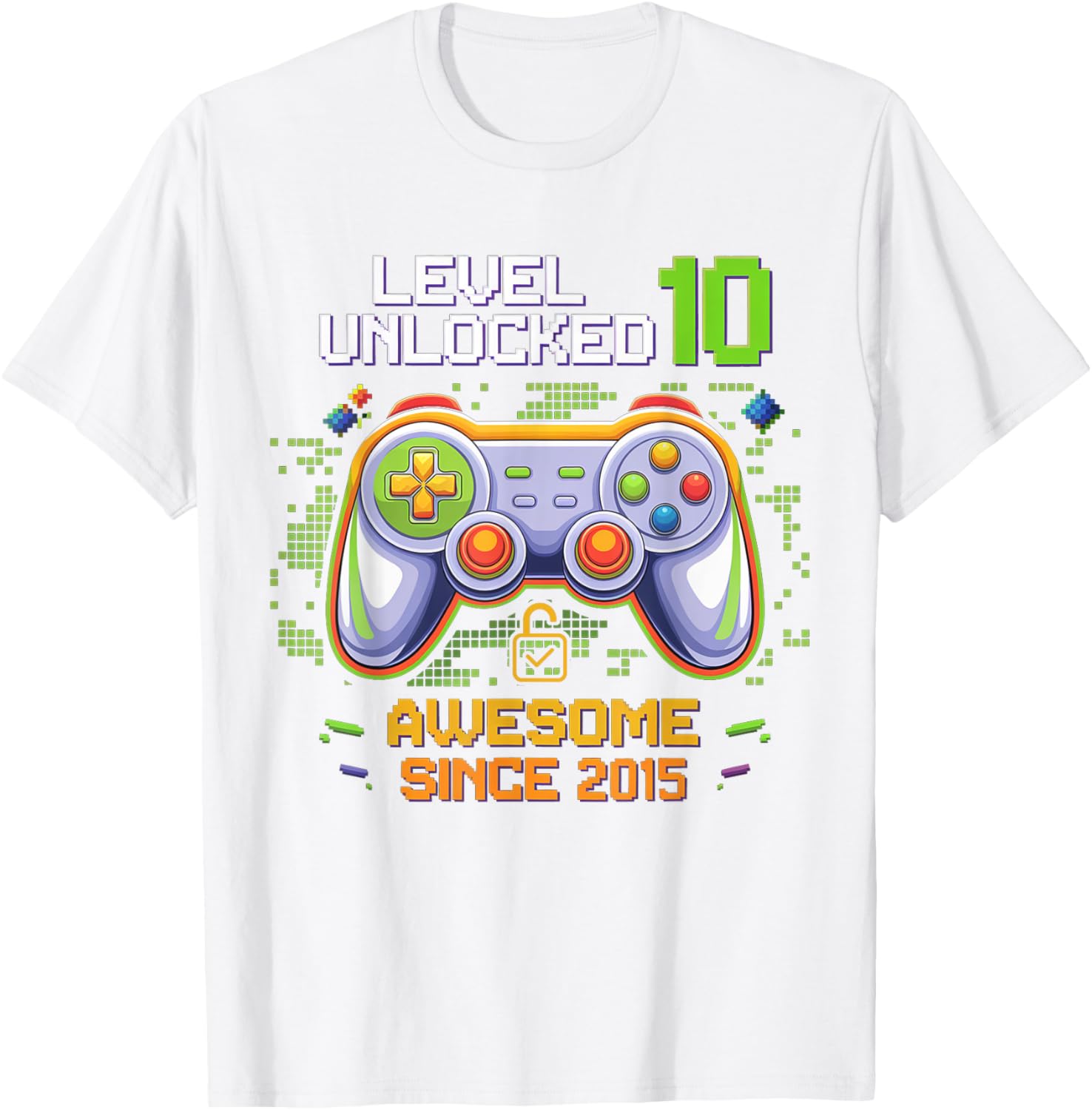 Level 10 Unlocked Birthday Gaming T-Shirt for Awesome 10 Year Olds - 2