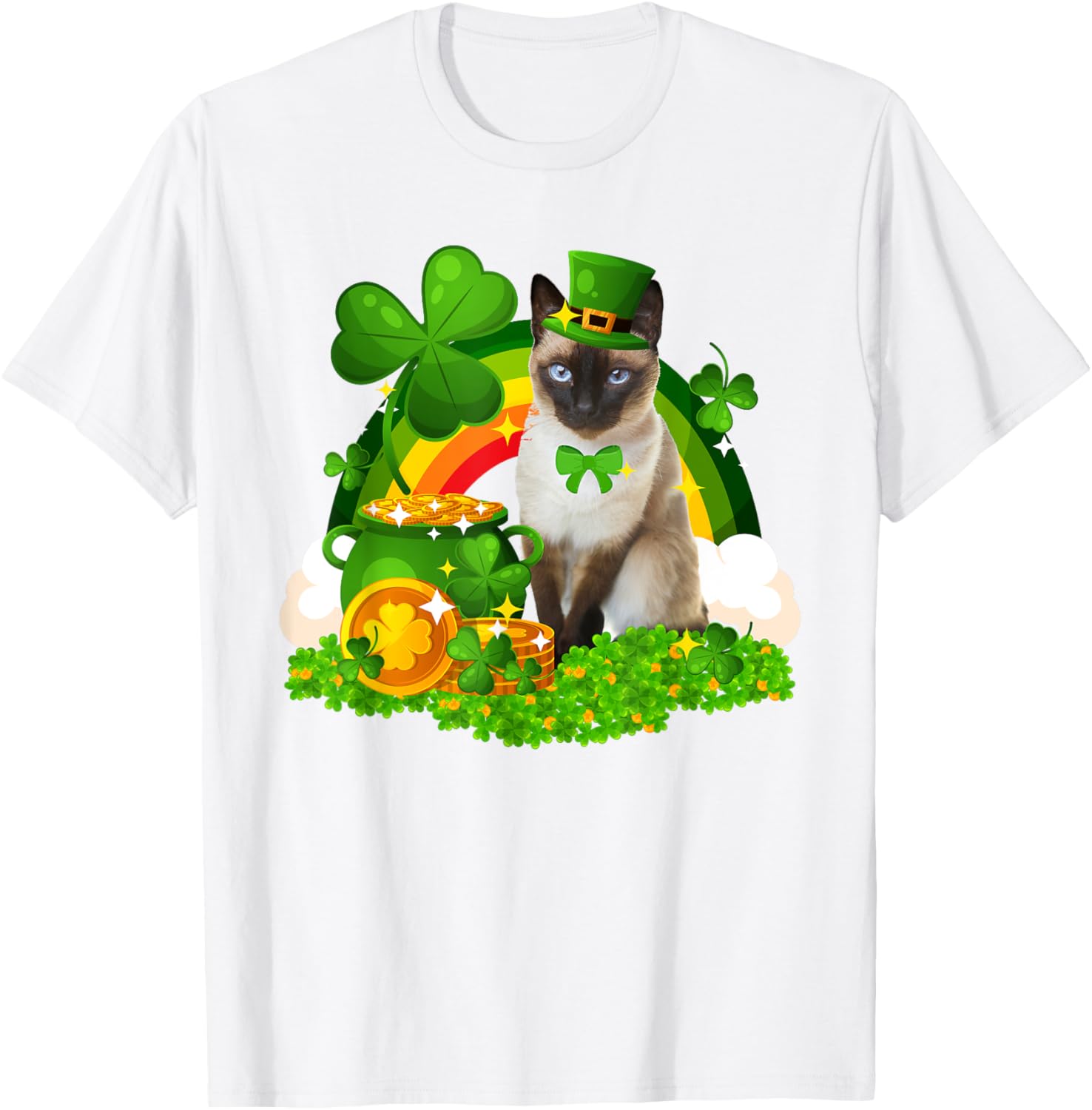 Adorable Leprechaun Siamese Cat St Patrick's Day T-Shirt for Cat Lovers - 3