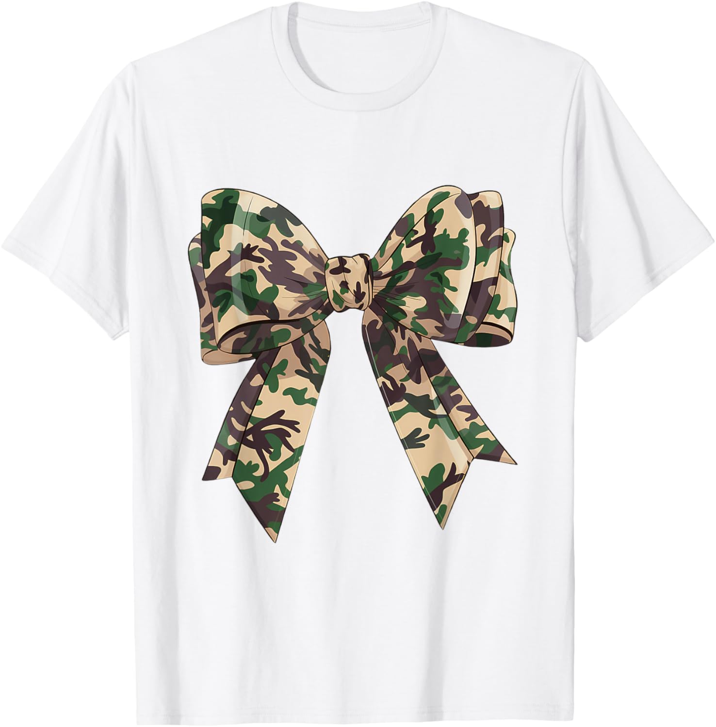 Chic Camouflage Bow Coquette T-Shirt for Hunting Women and Girls - 14