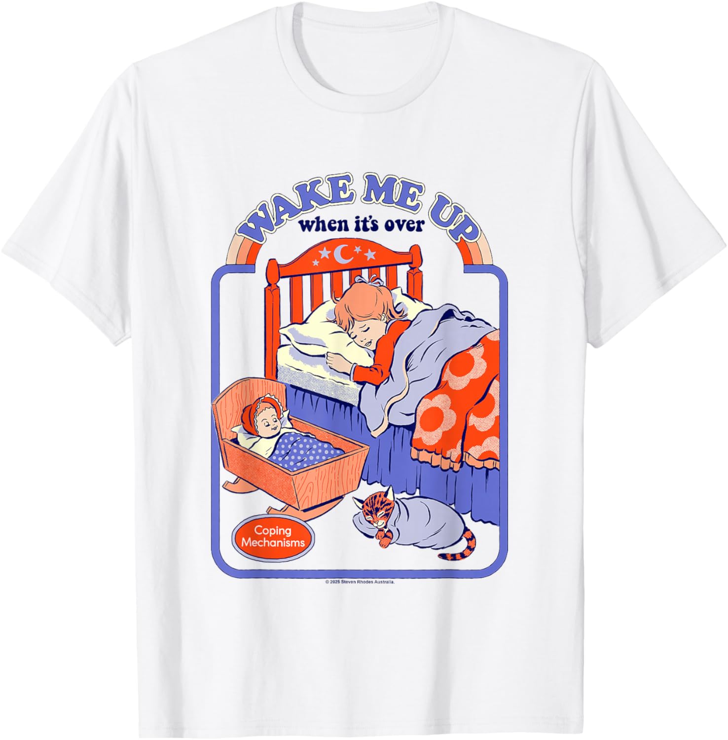 Wake Me Up Sarcastic Retro Vintage T-Shirt for Funny Adult Humor - 5