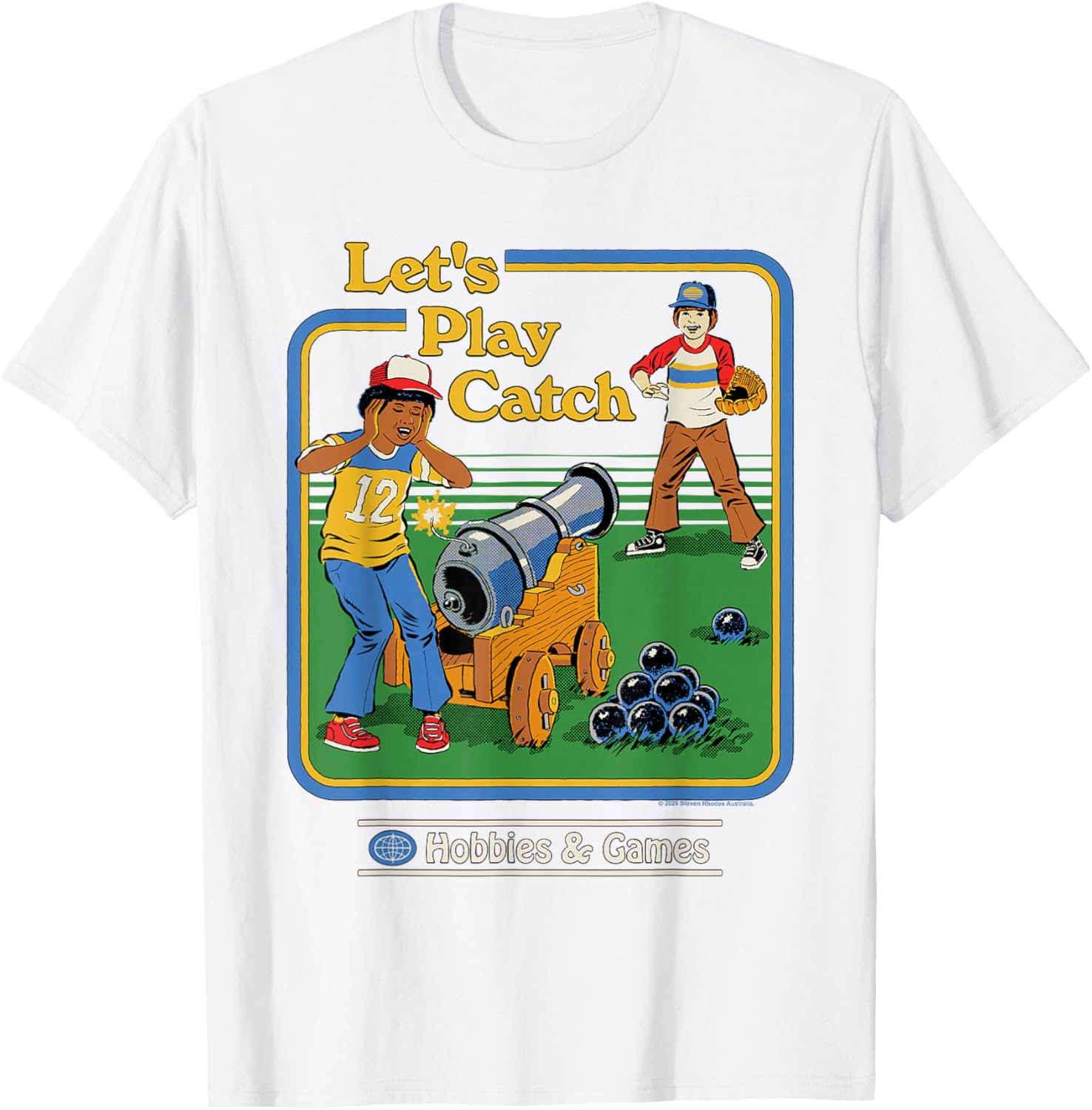 Funny Vintage Let's Play Catch Cannon T-Shirt for Adults - Retro Humor Tee - 9