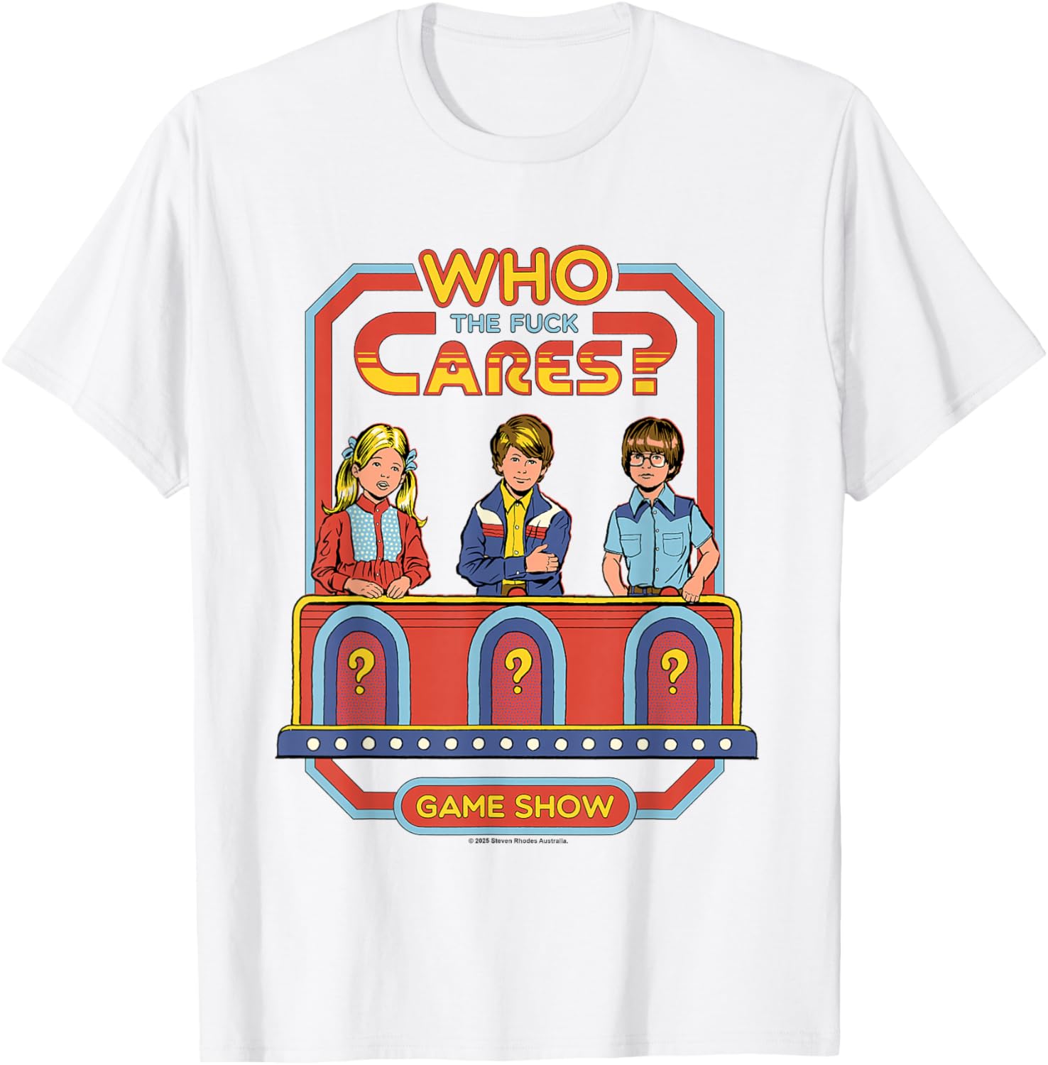 Who Cares Game Show T-Shirt Vintage Sarcastic Humor for Adults - 4