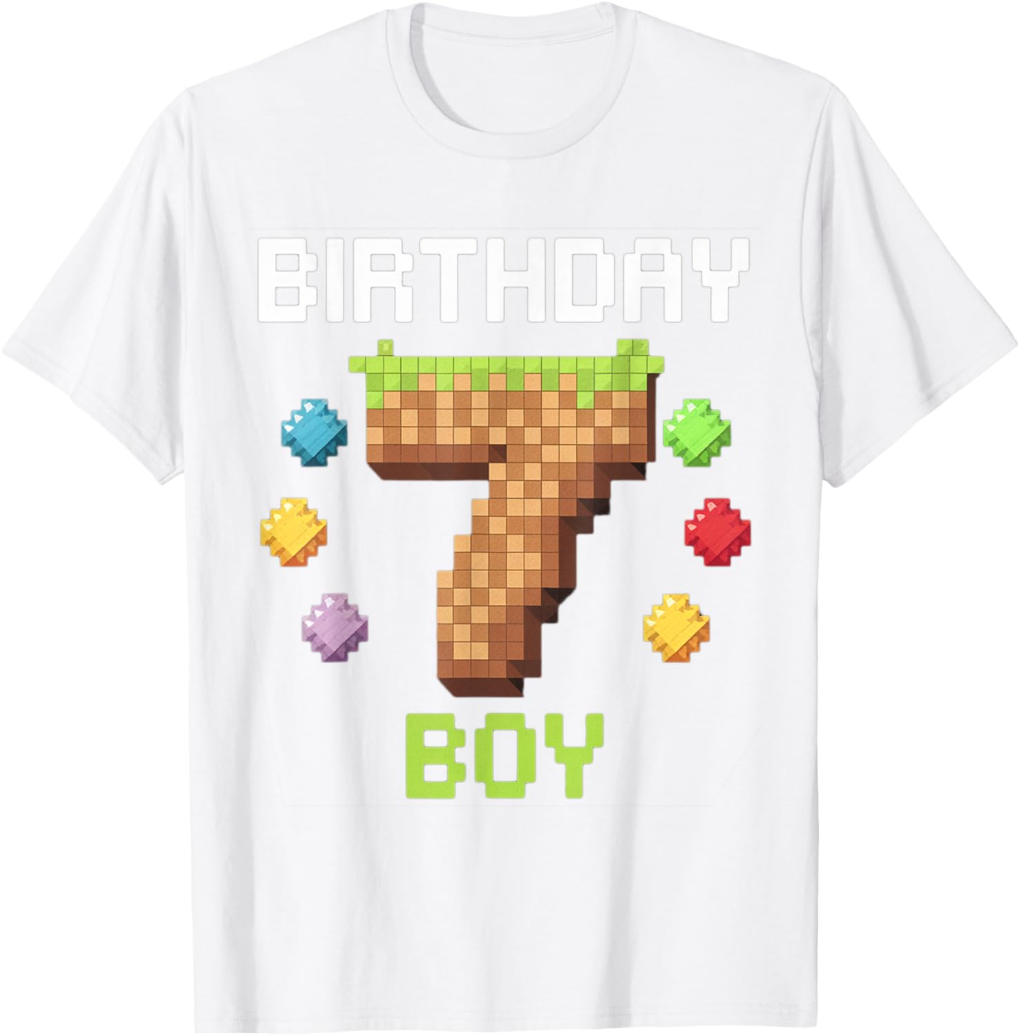 Birthday Boy Gamer 7th Birthday Pixel Number T-Shirt for Kids - 26