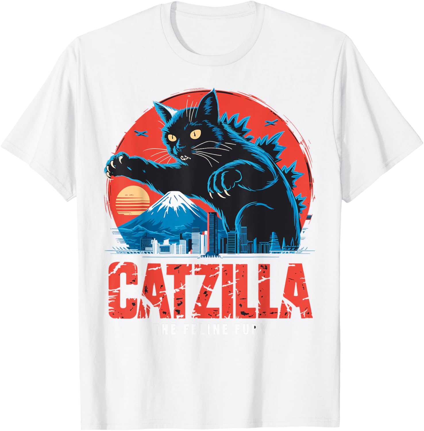 Catzilla Black Cat Vintage T-Shirt for Cat Lovers in Japan Style - 20