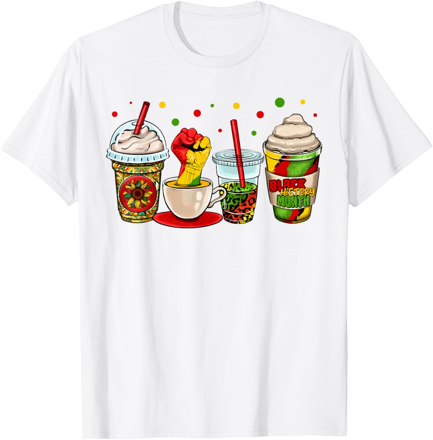 Celebrate Black History Month with Kente Dashiki Coffee Cup T-Shirt - 23