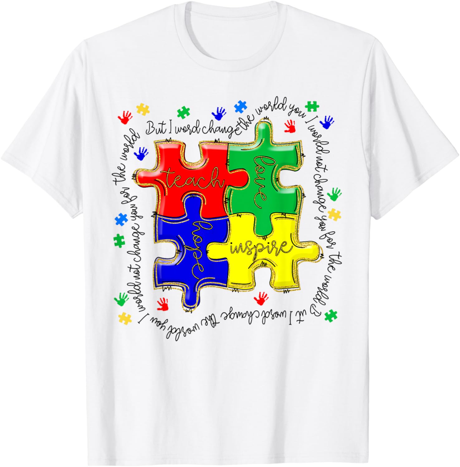 Autism Awareness Teacher Puzzle Shirt Teach Accept Understand Love - 9