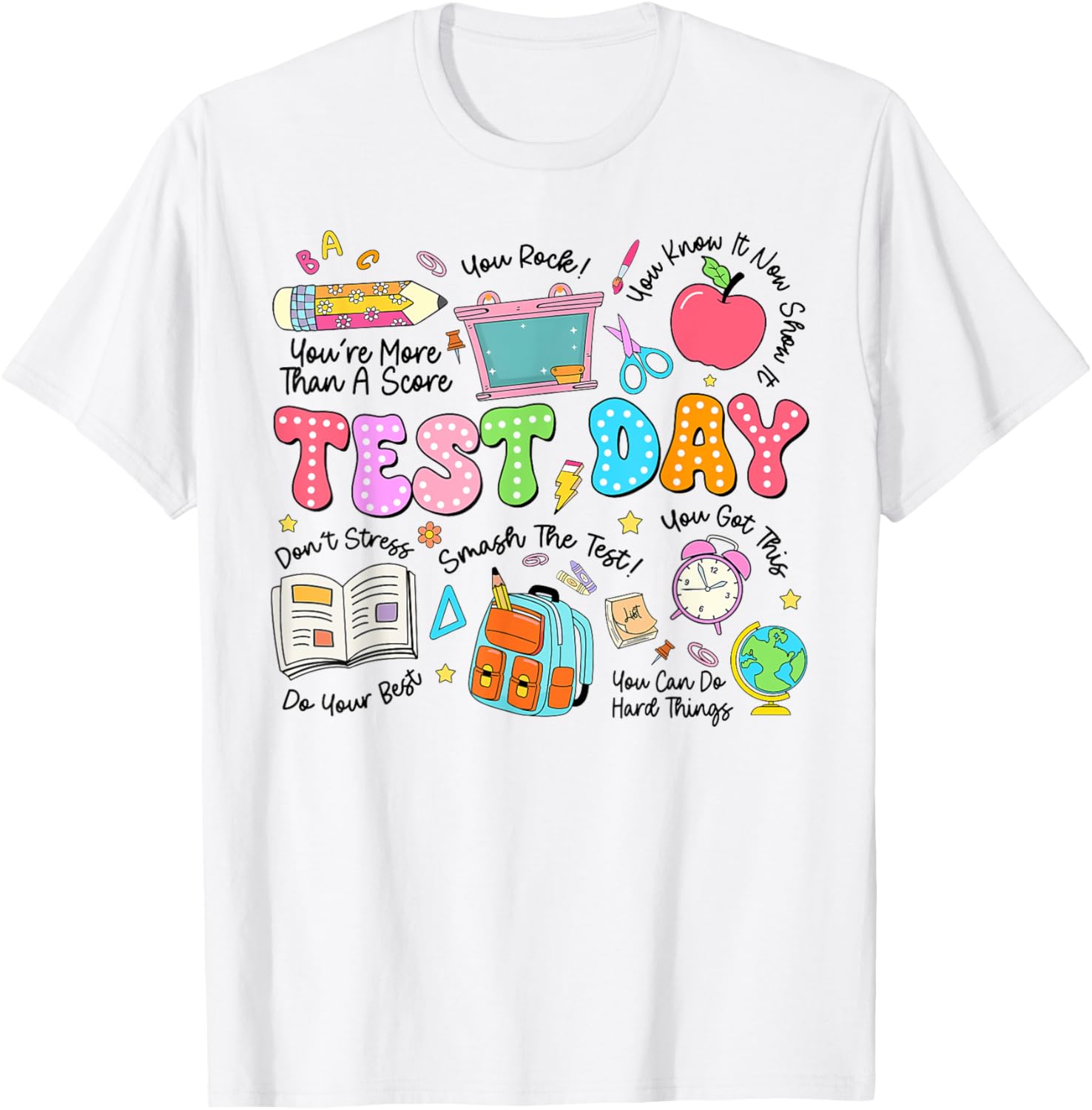 Test Day Rock The Test T-Shirt for Kids Boys and Girls Fun Design - 1