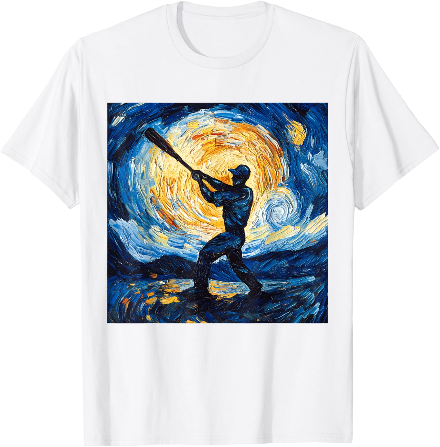 Van Gogh Starry Night Baseball Player T-Shirt for Art and Sports Lovers - 10