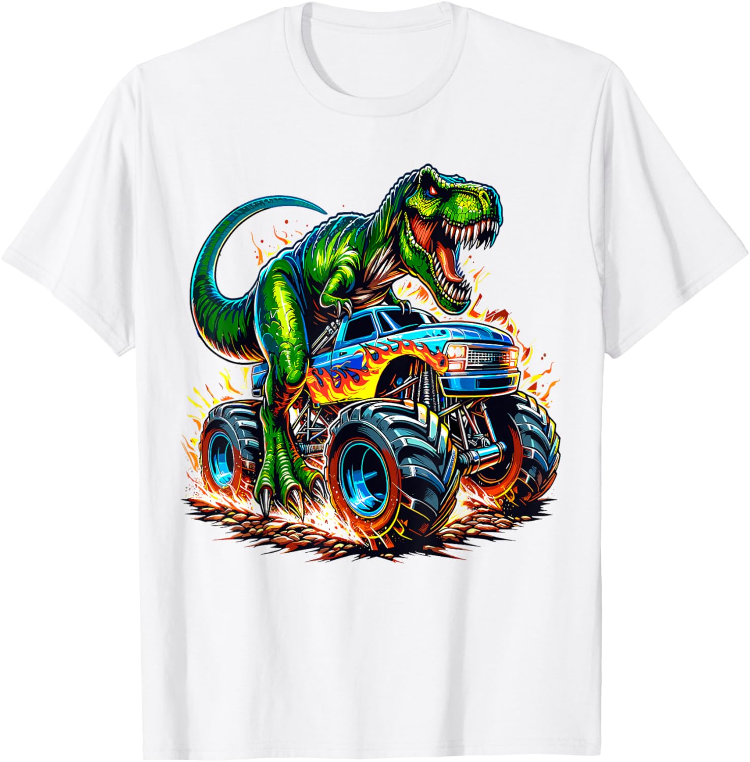 Monster Truck Dinosaur Birthday Party T-Shirt for Kids Fun Celebration - 2