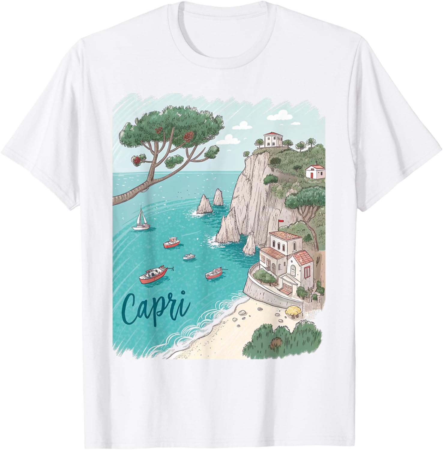 Capri Italy Scenic Coastal View T-Shirt - Perfect Souvenir Gift Idea - 9