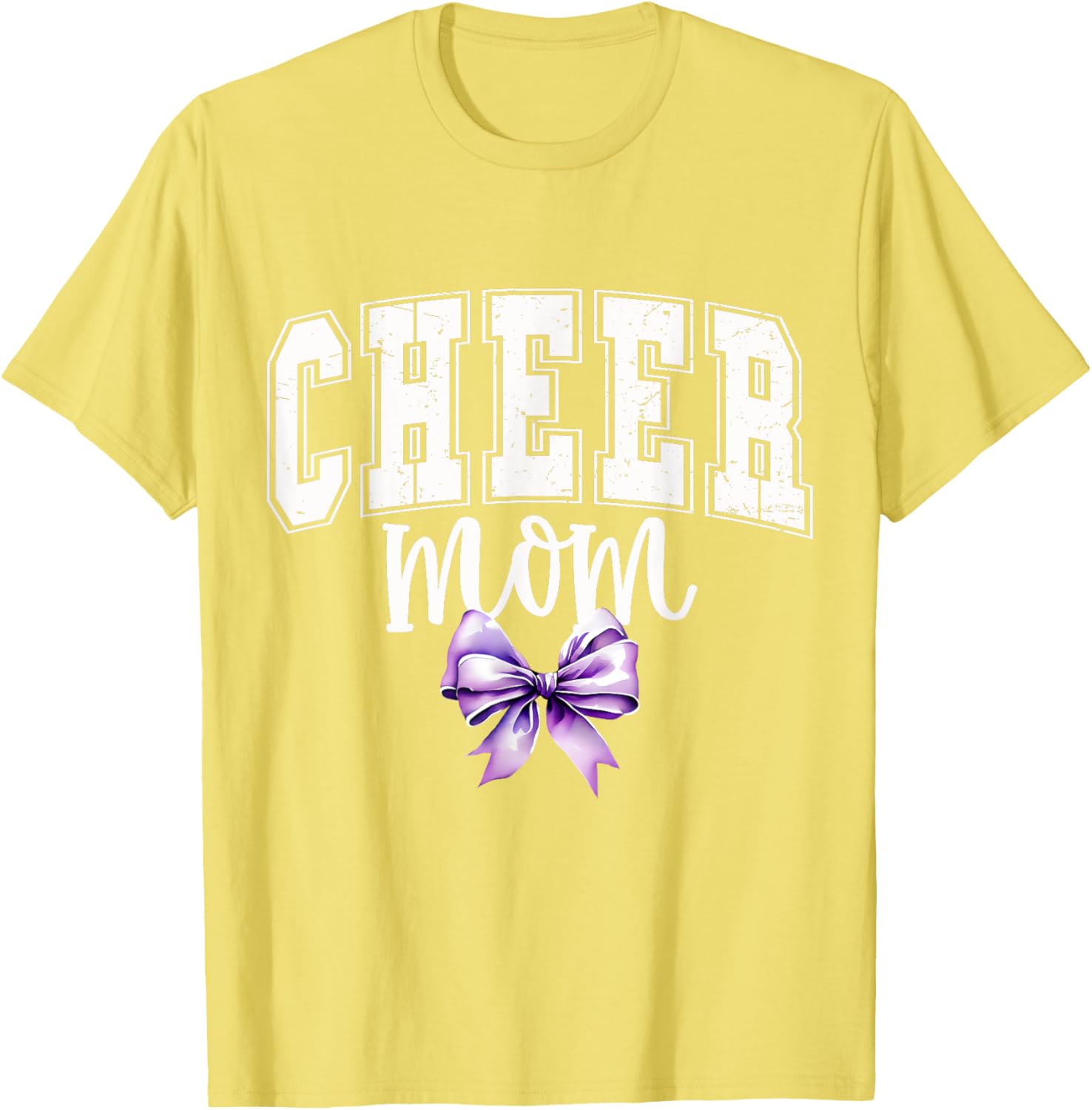 Cheer MOM Coquette Purple Bow Cheerleader T-Shirt for Supportive Moms - 11