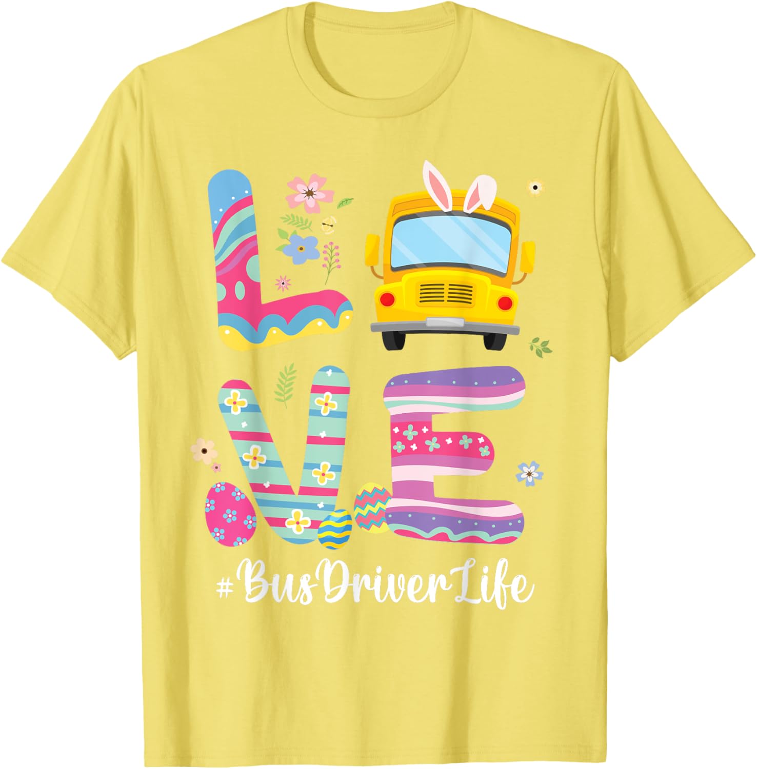 Bus Bunny Flowers Easter Eggs T-Shirt for Fun School Bus Drivers - 7