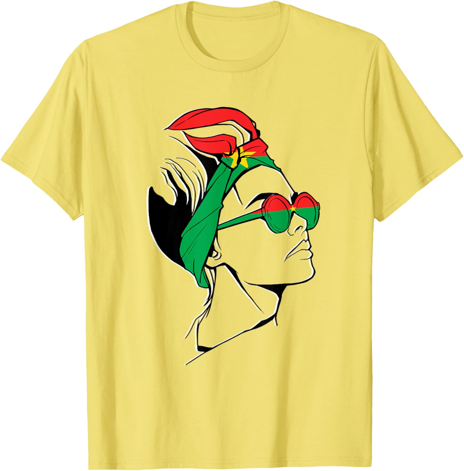 Burkina Faso Pride T-Shirt with Headscarf Design for Women - 25