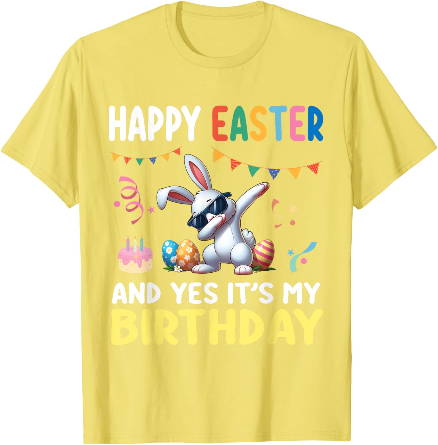 Cute Bunny Dabbing Happy Easter Birthday T-Shirt for Kids and Adults - 9